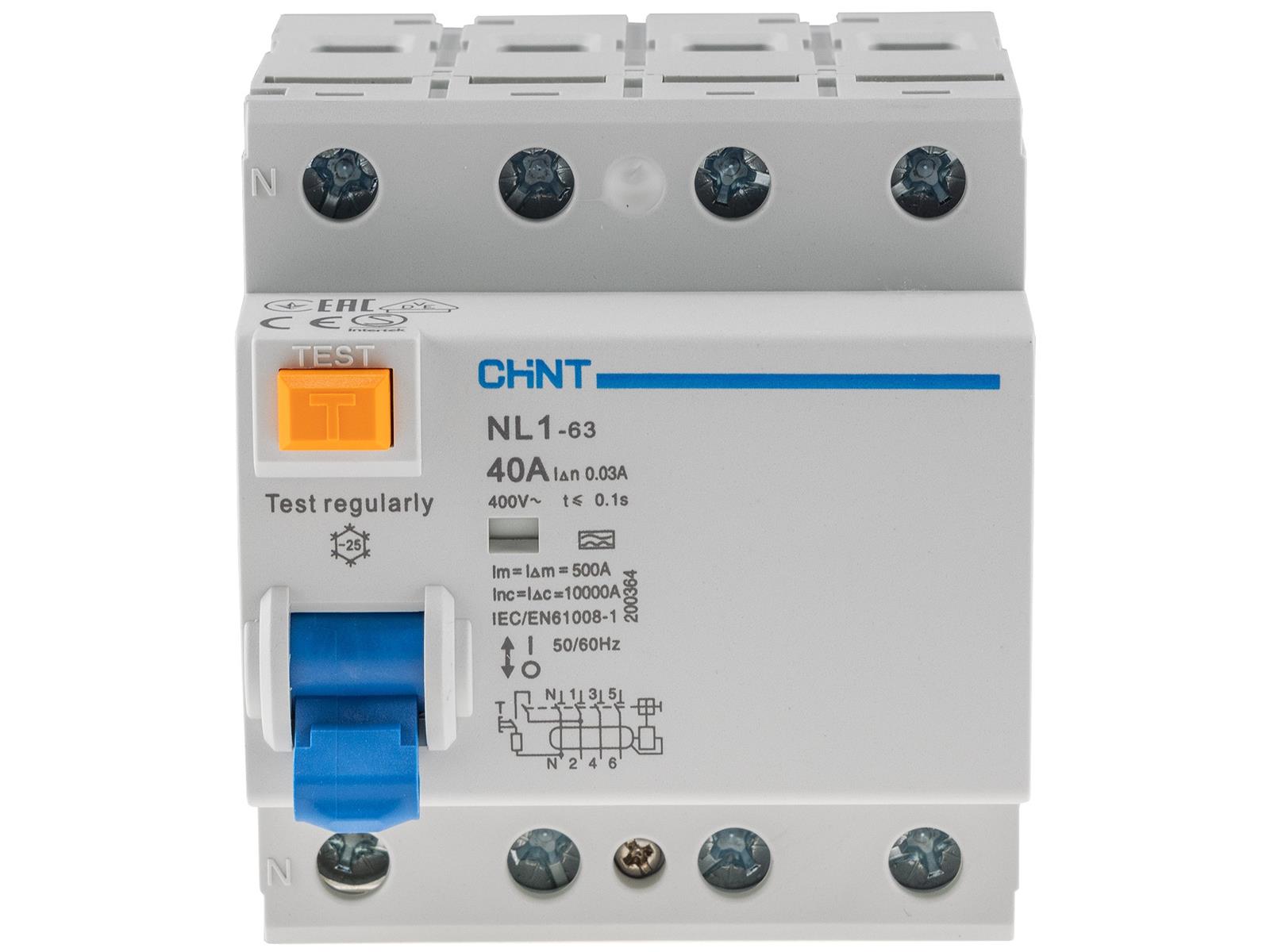 FI-Schalter CHINT ''NL1 63'', 4-polig, 40A