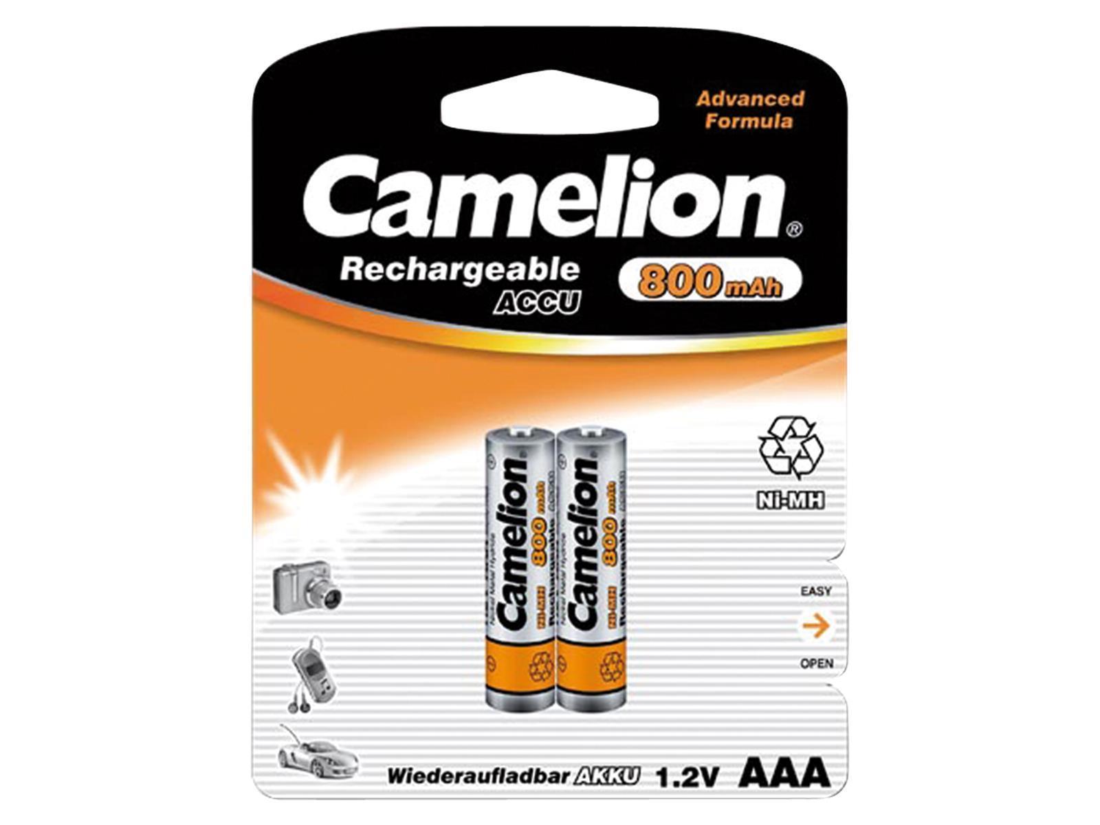 Micro-Akku CAMELION 1,2V, 800 mAh, Typ AAA, NiMH, 2er-Blister