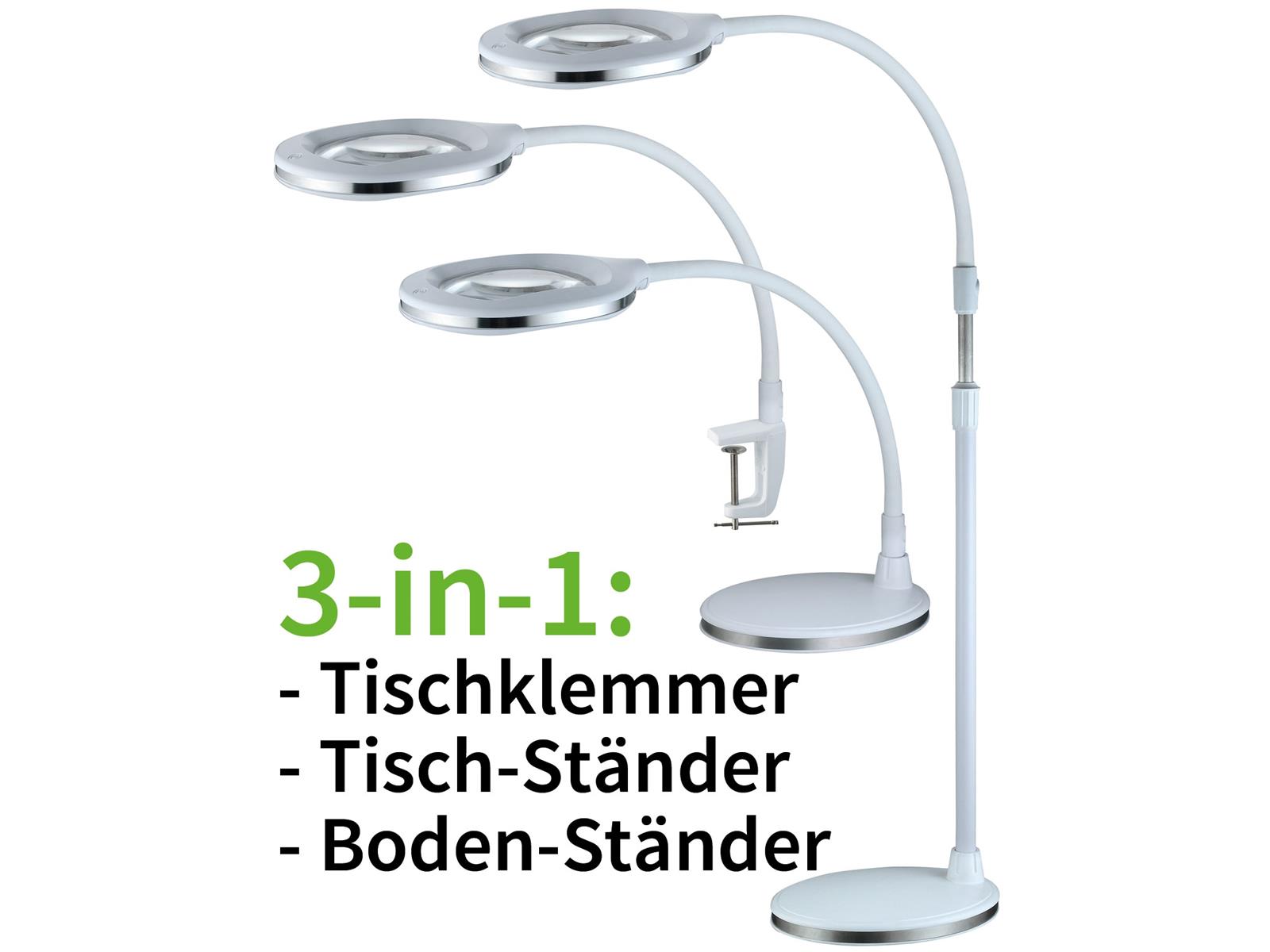 Lupenleuchte 3 Dioptrien "CT-LL 67 3in1"5/10W, 800lm, 6400K, Standfuss + Klemme