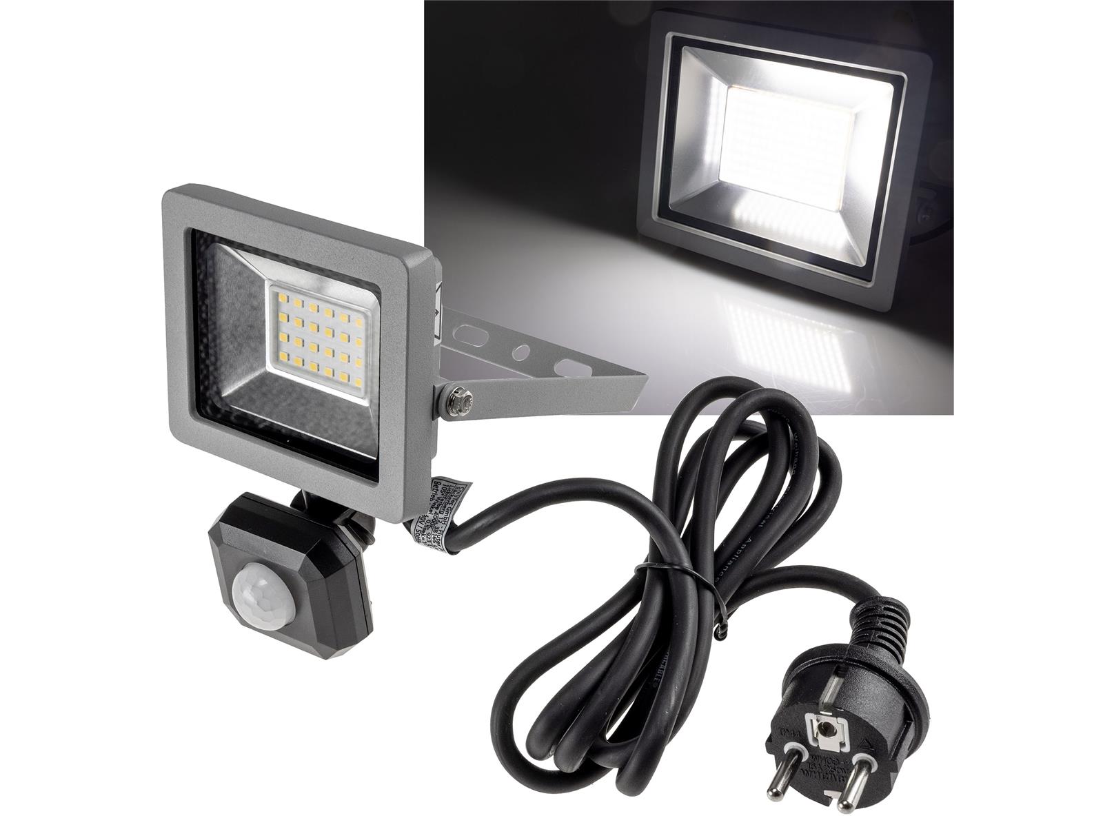 LED-Fluter SlimLine "CTF-SLT10 PIR"10W, IP44, 923lm, 4000K, Bewegungsmelder