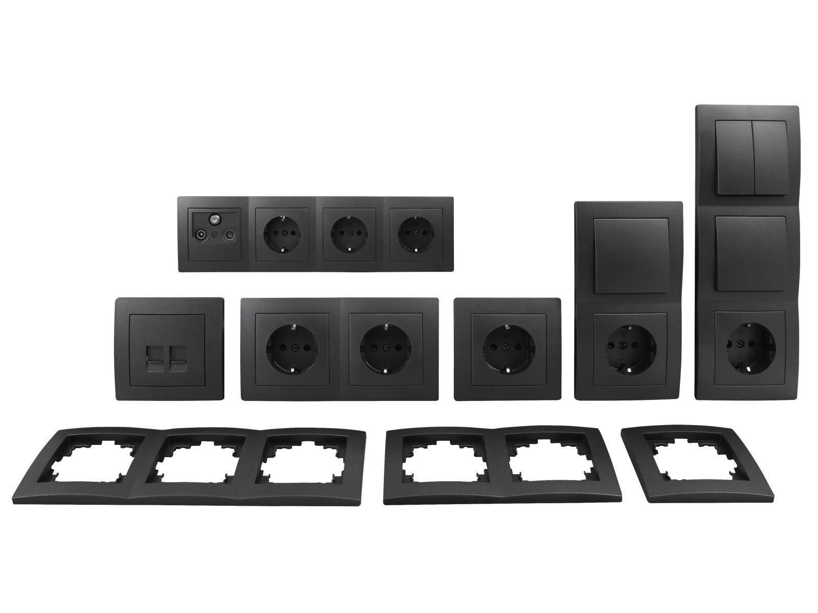 Schalter und Steckdosen Set McPower Flair ''Entertain'' 20-teilig, anthrazit