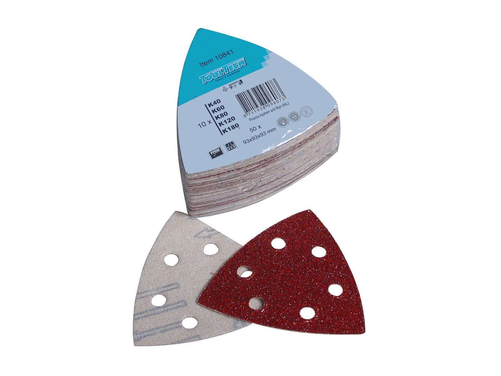 Schleifdreiecke 50er Pack,10 Stück je Körnung 40, 60, 80, 120 und 180