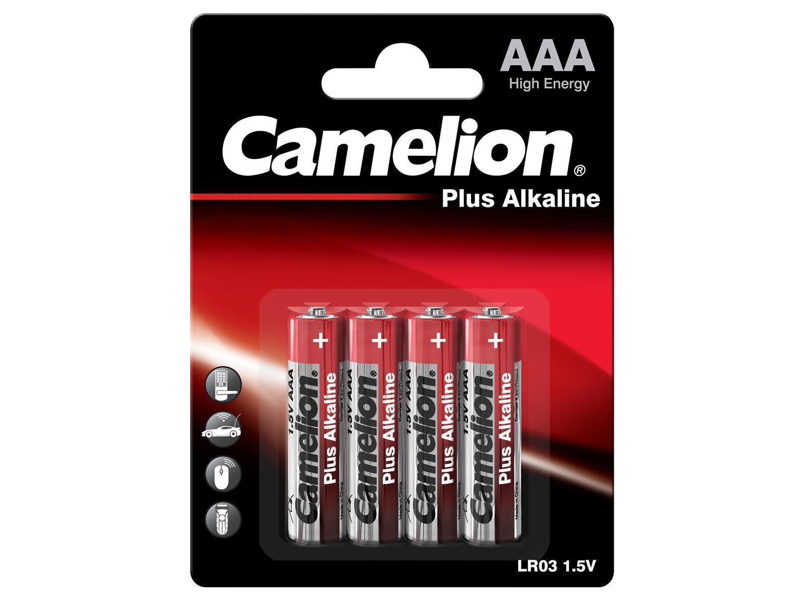 Micro-Batterie CAMELION Plus Alkaline 1,5 V, Typ AAA/LR03, 4er-Blister
