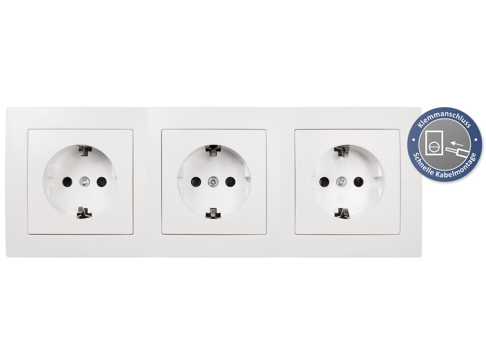 Steckdosen Set McPower Flair ''Beginner 3S Profi'' 4-teilig, weiß, Klemmanschluss