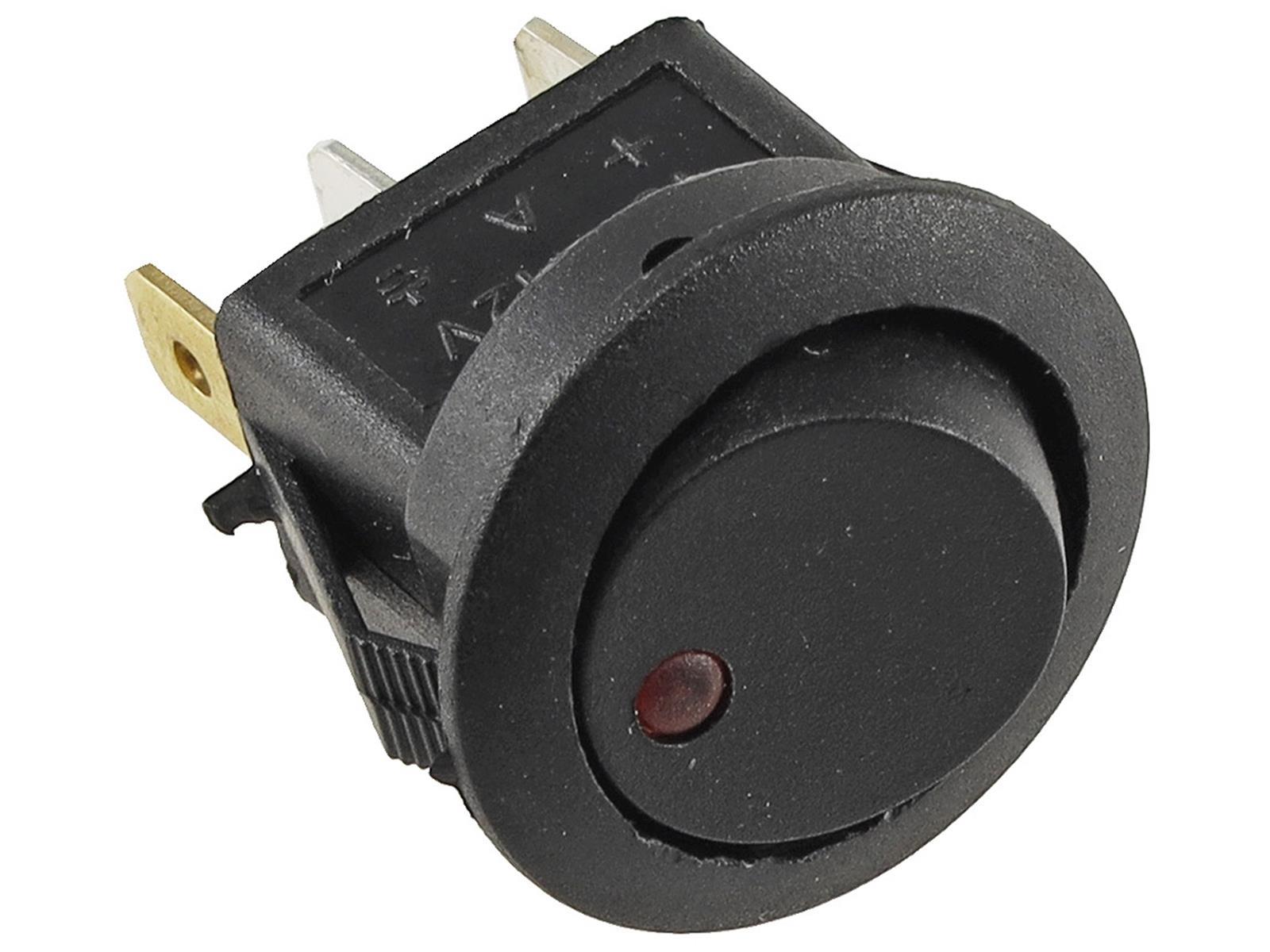 12V Schalter mit roter LEDEIN / AUS, 16A, Ø 20mm Einbau