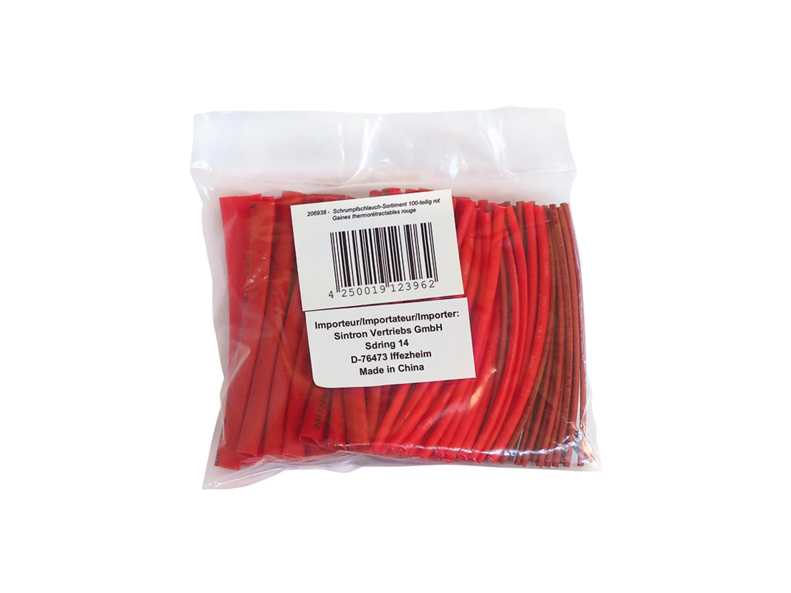Schrumpfschlauch-Sortiment 100-teilig rot in Sortimentstüte