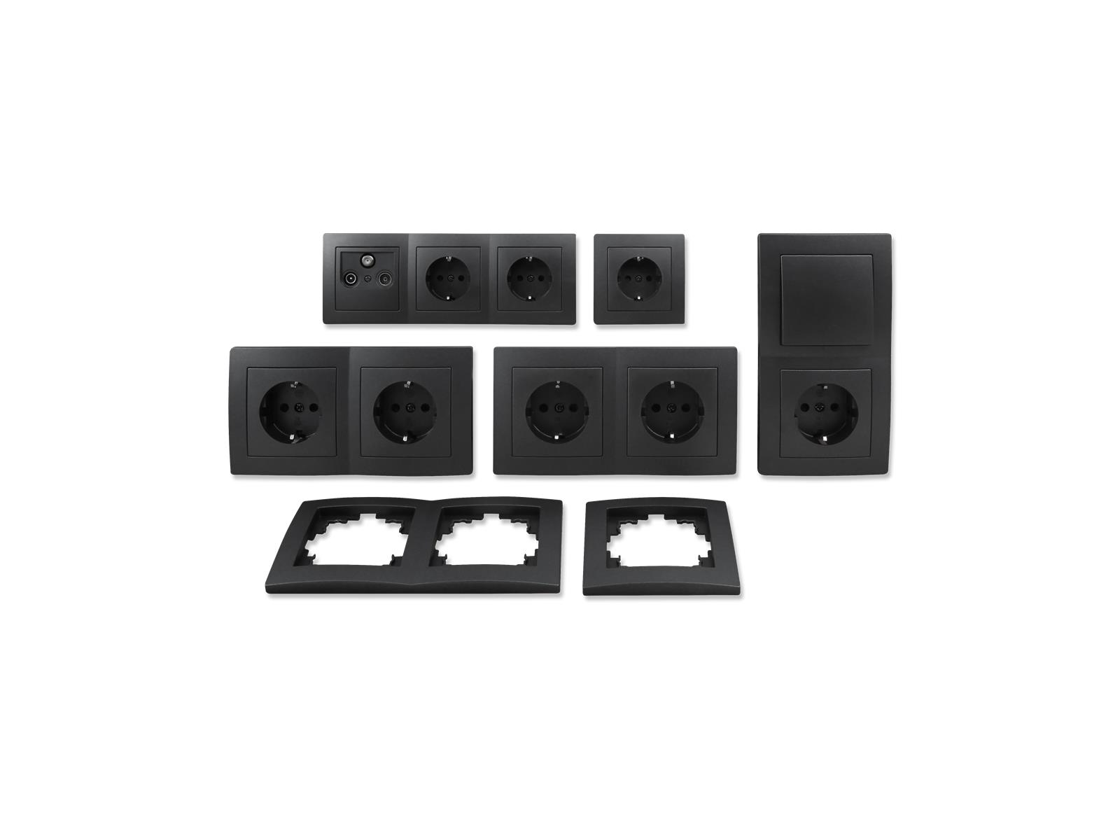 Schalter und Steckdosen Set McPower Flair ''Arbeitszimmer'' 17-teilig, anthrazit