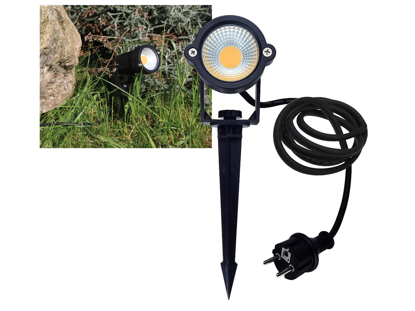 LED Gartenleuchte "CT-GS5" 5Watt, IP44230V, 1,5m Kabel+Erdspieß, warmweiß