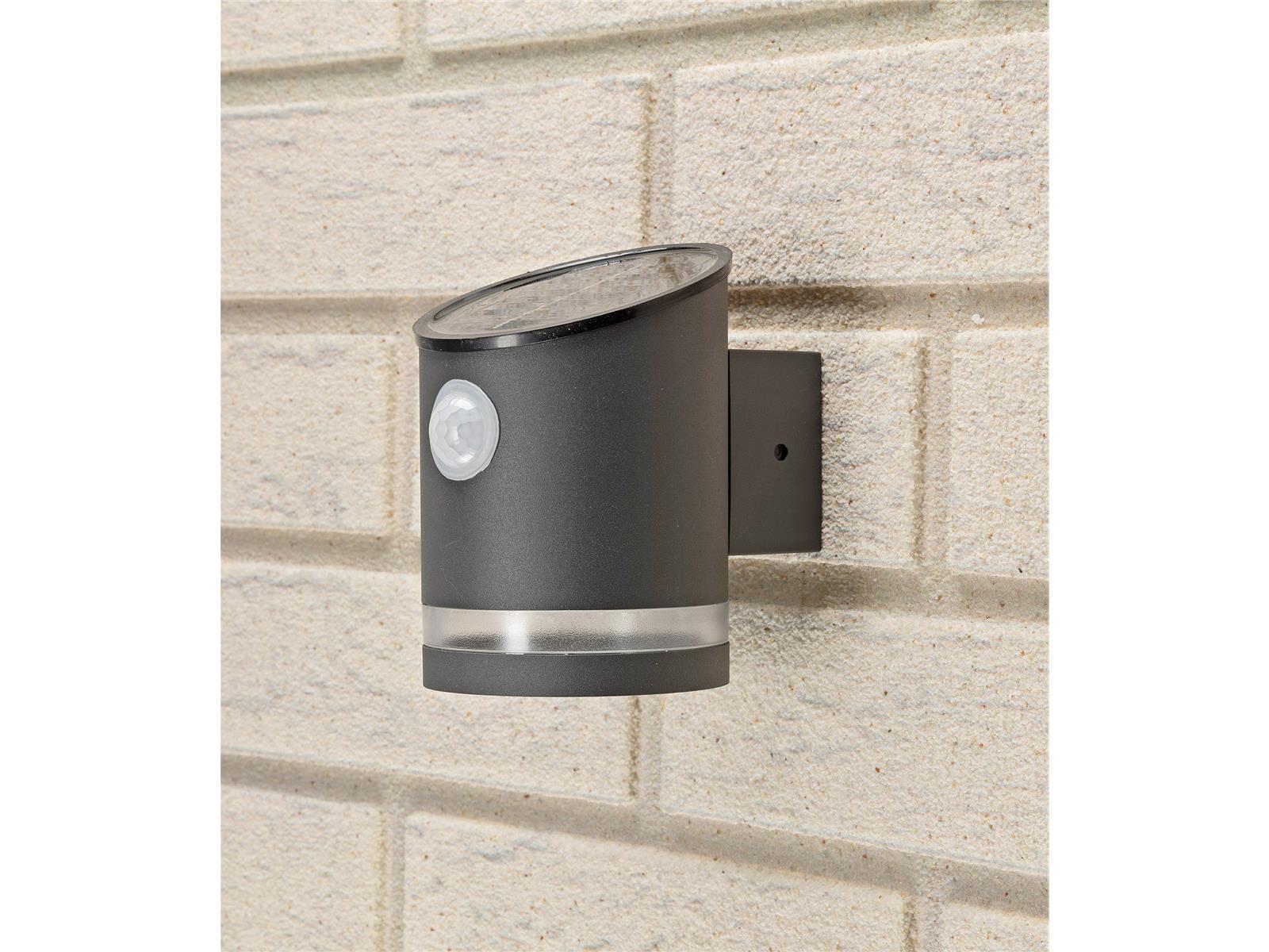LED Solar Wandleuchte "SWL 119-A" PIR Bewegungsmelder, IP44, anthrazit