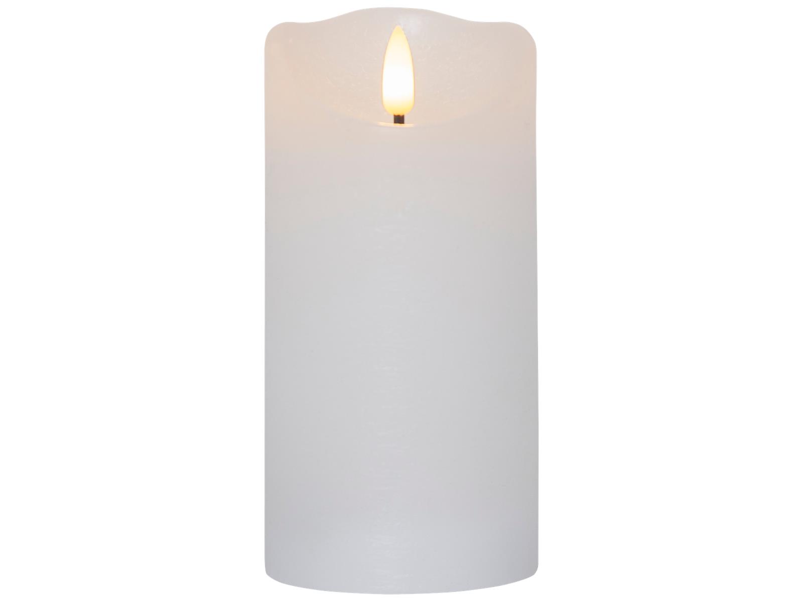LED Echtwachs-Kerze ''Flamme Rustic'', weiß, 15x7.5cm, Timer