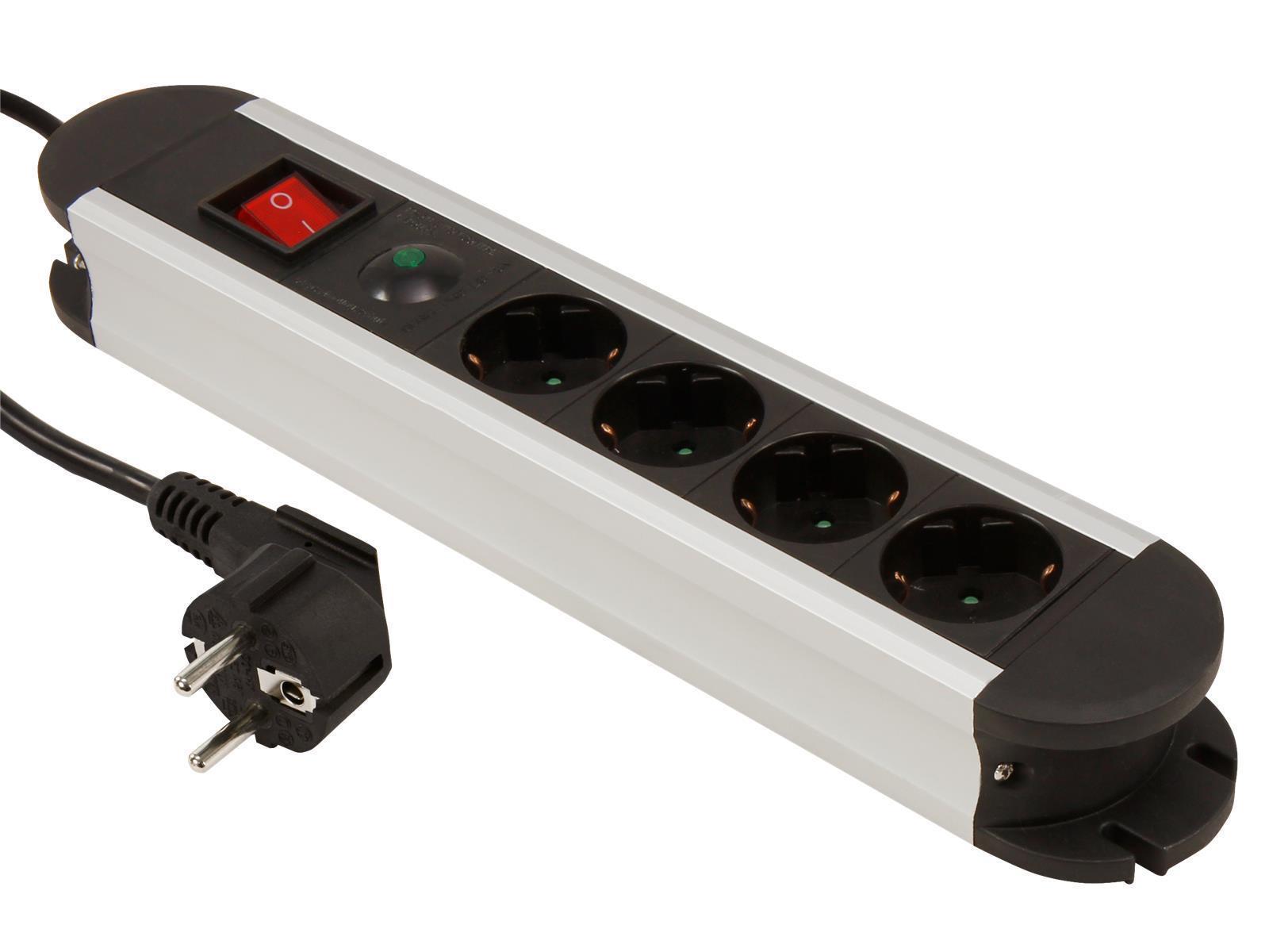 Steckdosenleiste McPower ''SL-04'' 4-fach, Überspannungsschutz, 1,4m Zuleitung