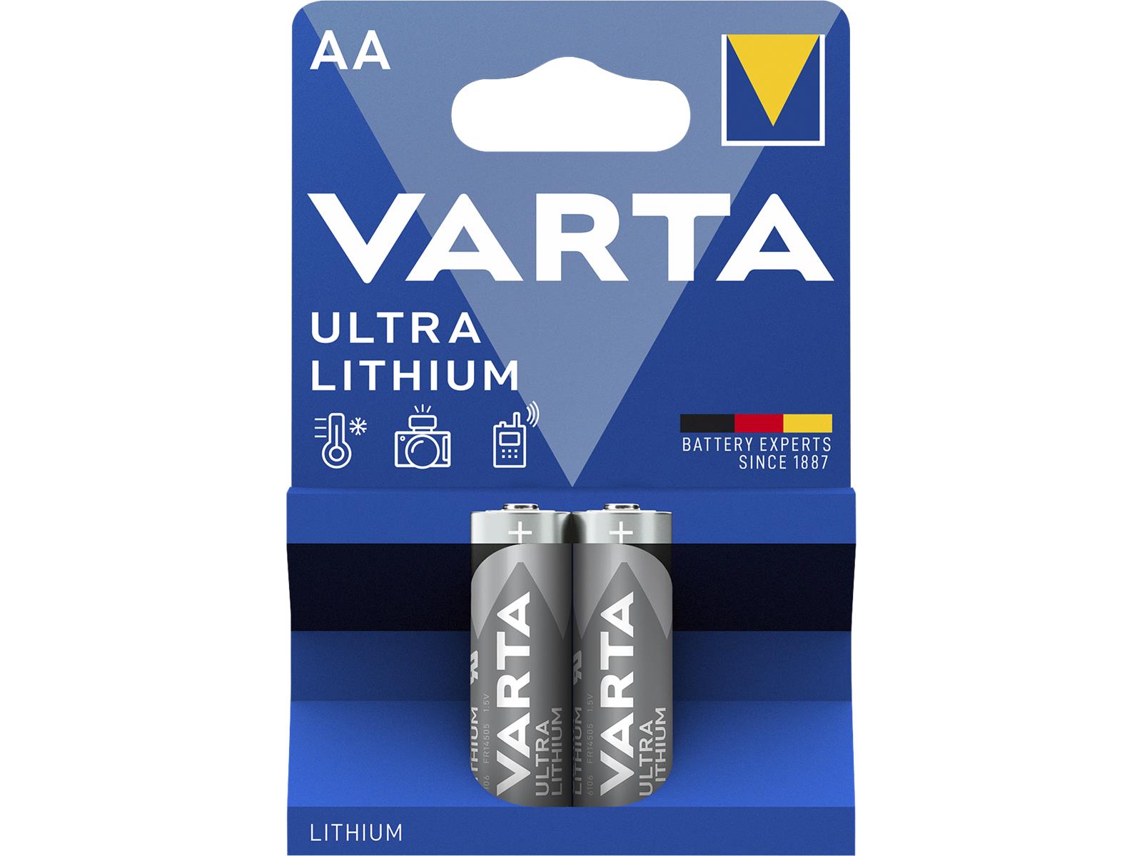 Mignon-Batterie VARTA Professional Lithium, Typ AA/6106, 2er-Blister