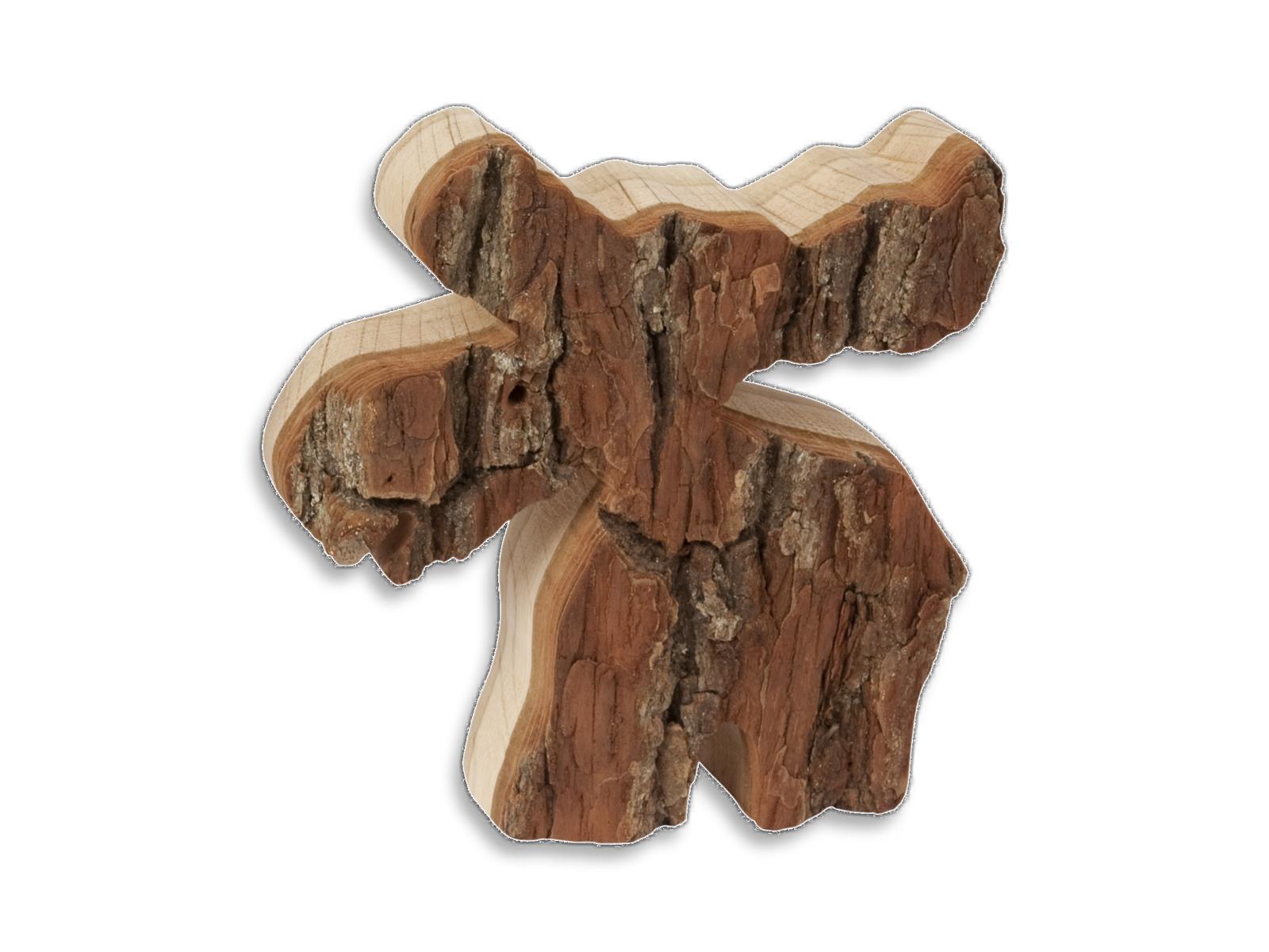 Dekoartikel Rentier mit Rinde aus Holz 14 cm