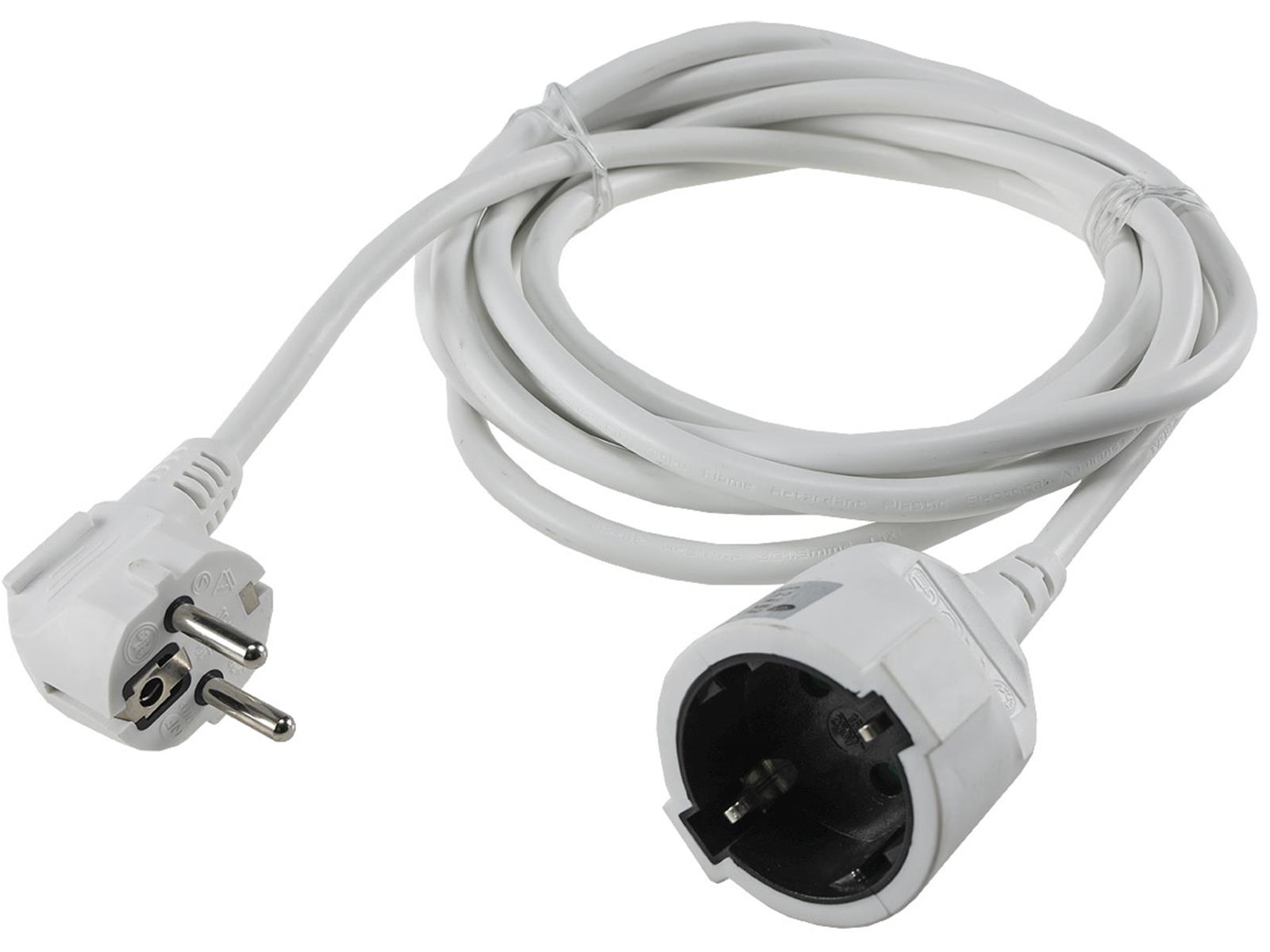 Schutzkontakt-Verlängerung, 3m, weiß H05VV-F3G 1,5mm² 16A/250V