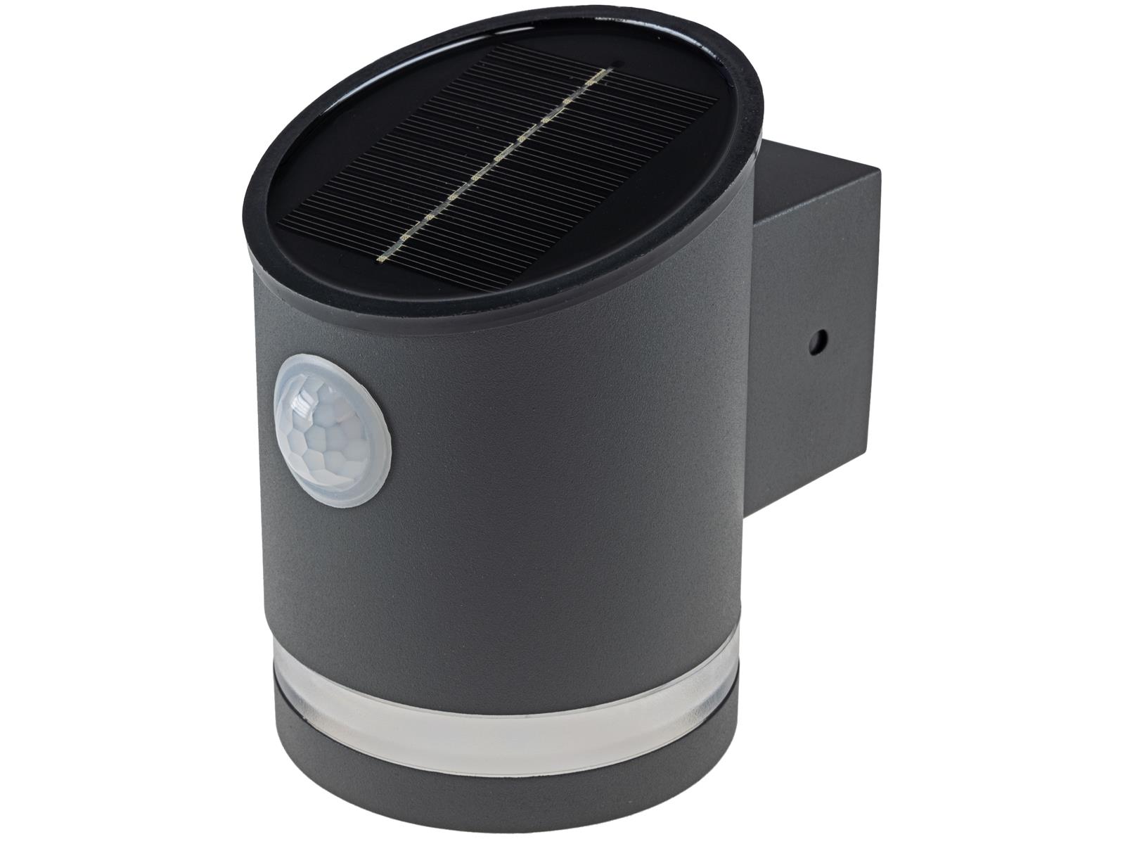 LED Solar Wandleuchte "SWL 119-A" PIR Bewegungsmelder, IP44, anthrazit