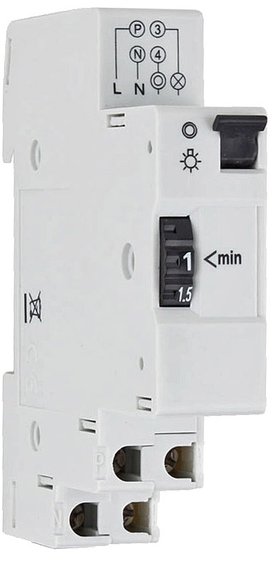 Treppenlichtzeitschalter / Zeitrelais1 Wechsler, 230V/16A, 1-7 Minuten