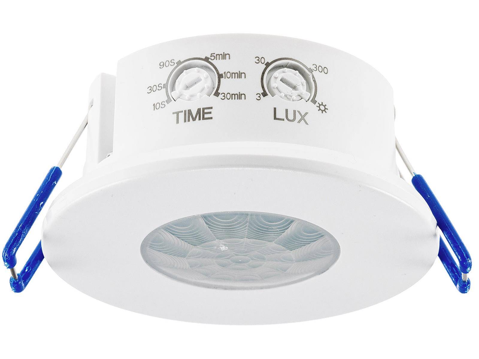 Decken-Einbau-Bewegungsmelder 360° IP65 LED geeignet, 8m Detektion, weiß,76x36mm