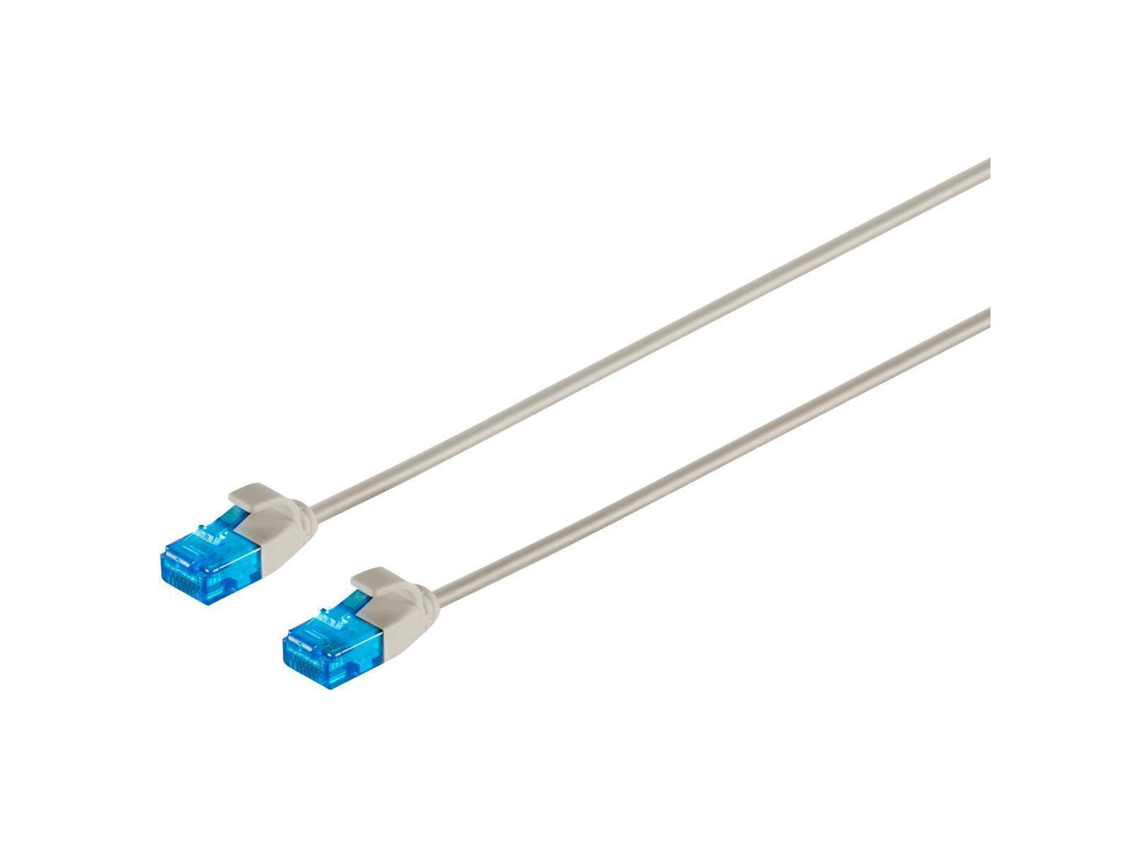 Patchkabel cat. 6 U/UTP slim, grau, 0,5m,  Ø3,5mm