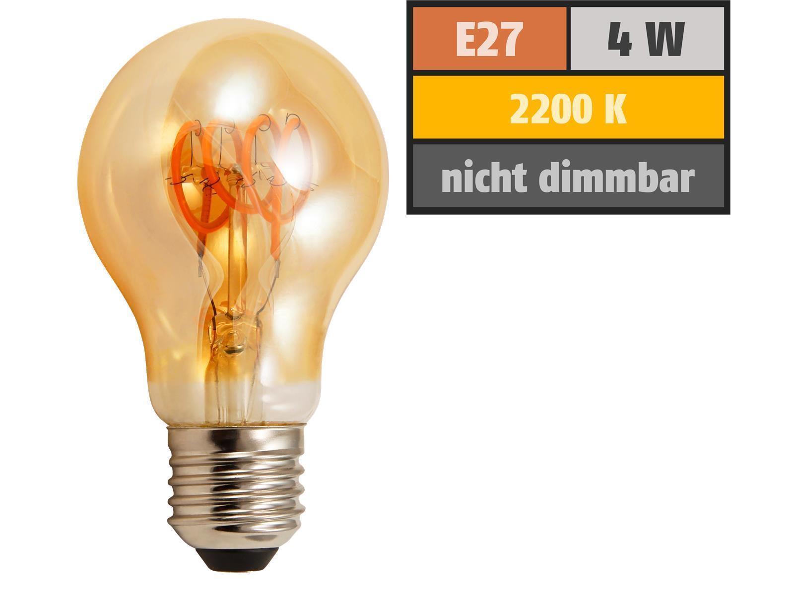 LED Filament Glühlampe McShine ''Retro'' E27, 4W, 280lm, warmweiß, goldenes Glas