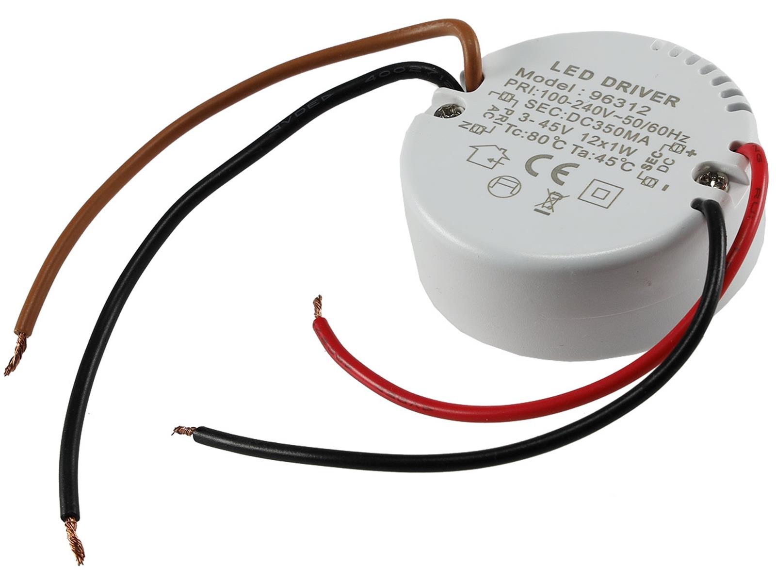 LED-Trafo KS-12R 12W, 3-45V= rundEin 220-240V, Aus 350mA Konstantstrom