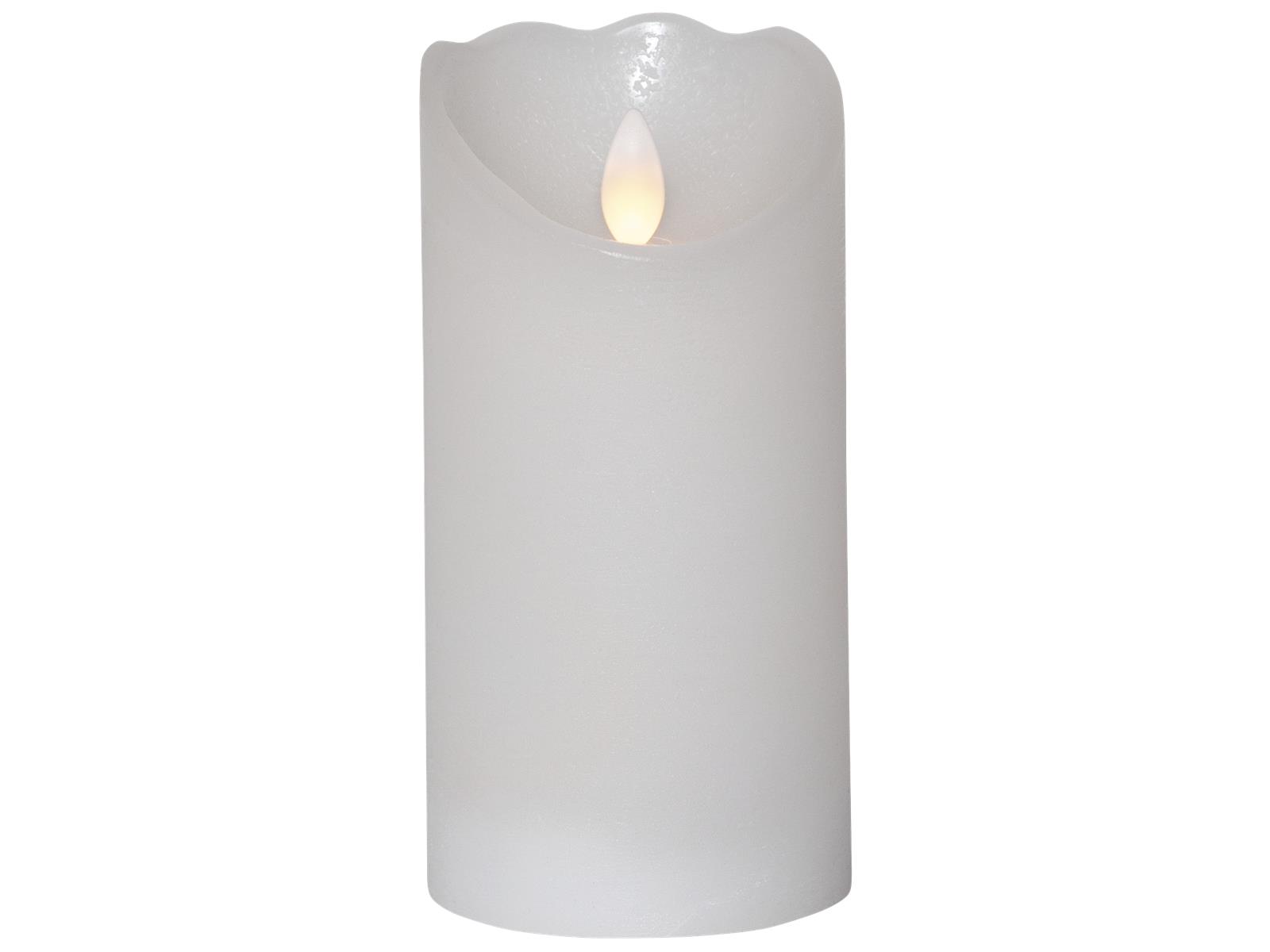 LED Echtwachs-Kerze ''Glow'', weiß,7.5x15cm, Timer, batteriebetrieben, flackernd