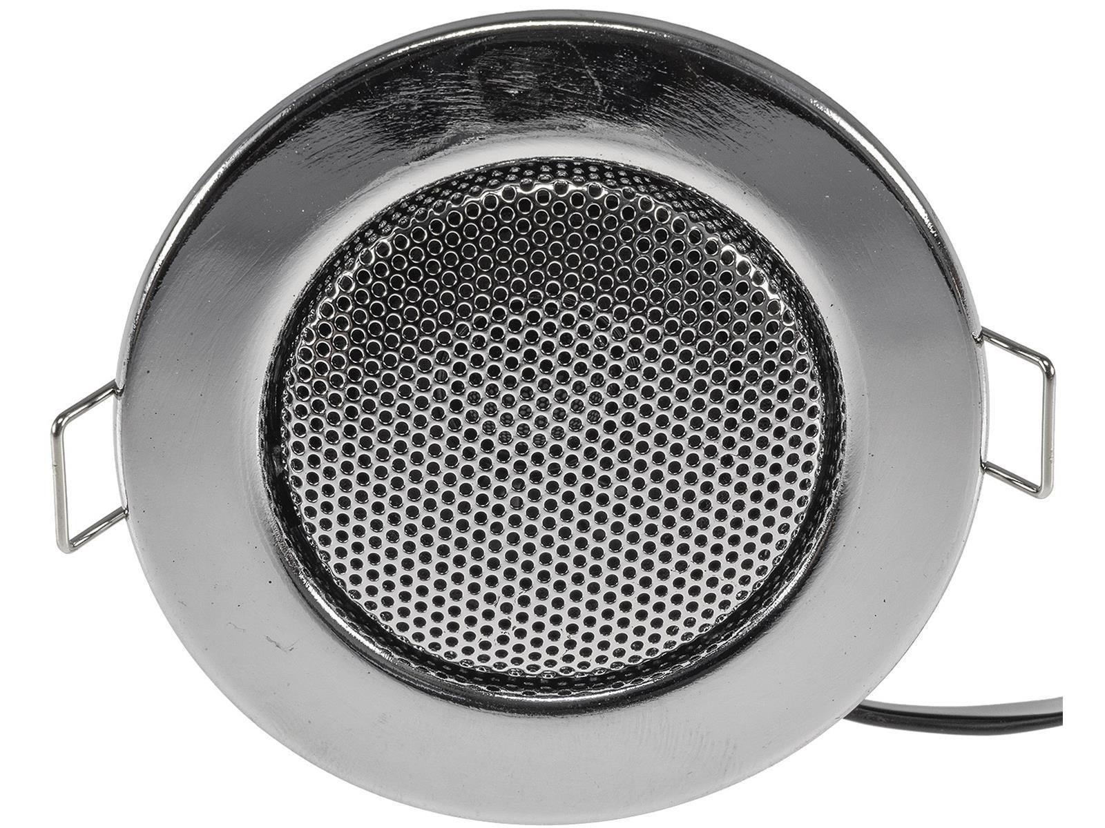 Decken-Einbaulautsprecher mini Halogen-Look, 8cm Ø, 6cm Einbau, chrom