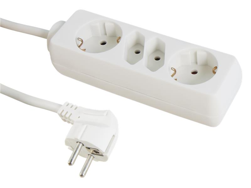 Steckdosenleiste 2x Schutzkontakt, 2x Euro Shutter, 1,5m Zuleitung