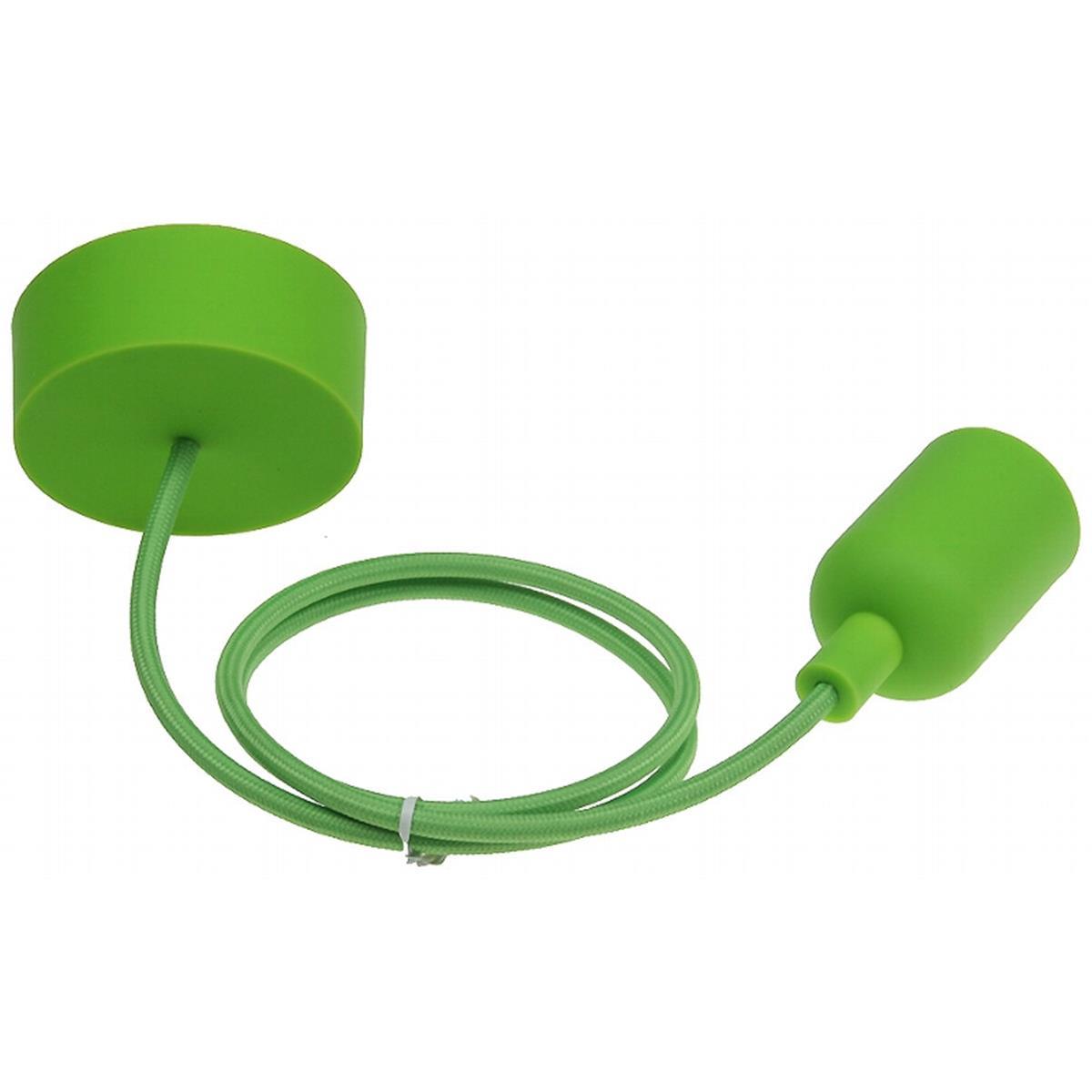 E27  Lampenaufhängung "Silikon" grün 230V, E27 Fassung, 80cm Textilkabel