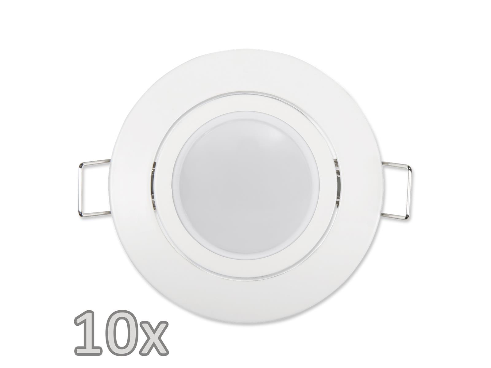 Einbauleuchten-Set McShine, 10xRahmen, 10xLED-Modul, 3W, 265 lm, 230V, weiß