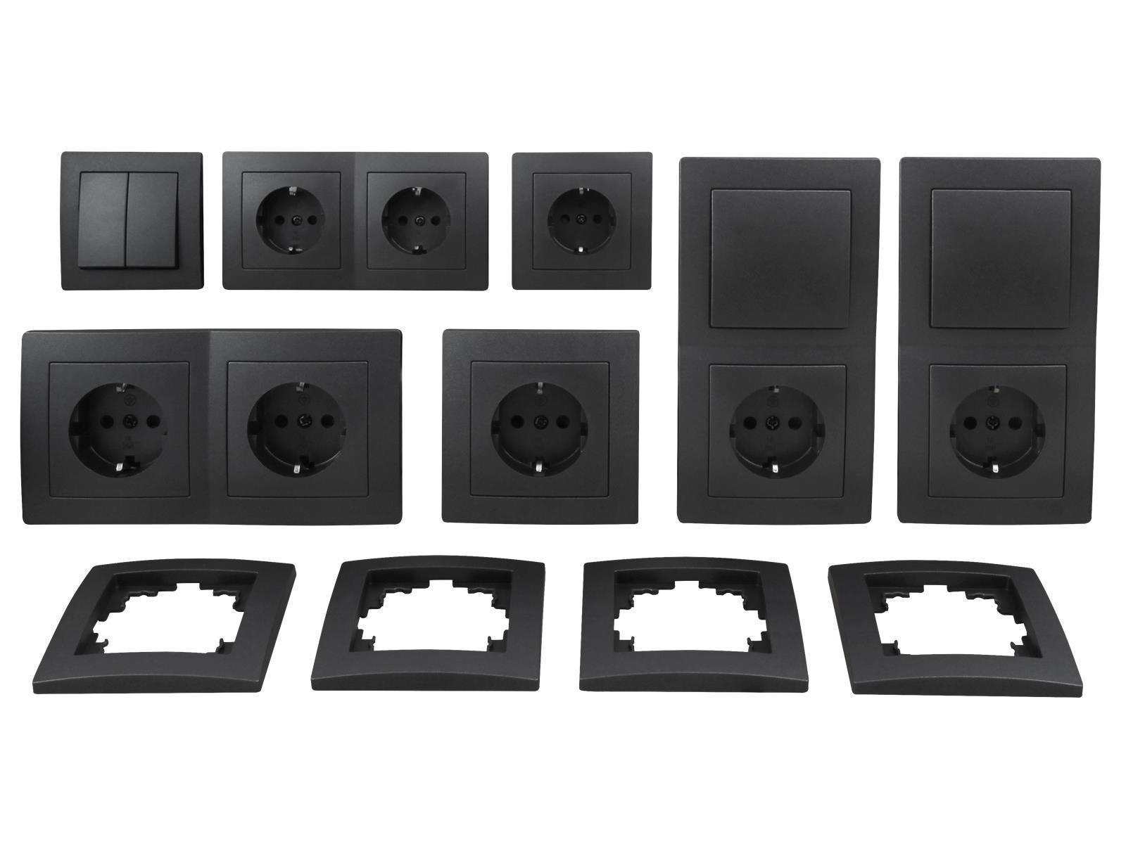Schalter und Steckdosen Set McPower Flair ''Standard Plus'' 21-teilig, anthrazit