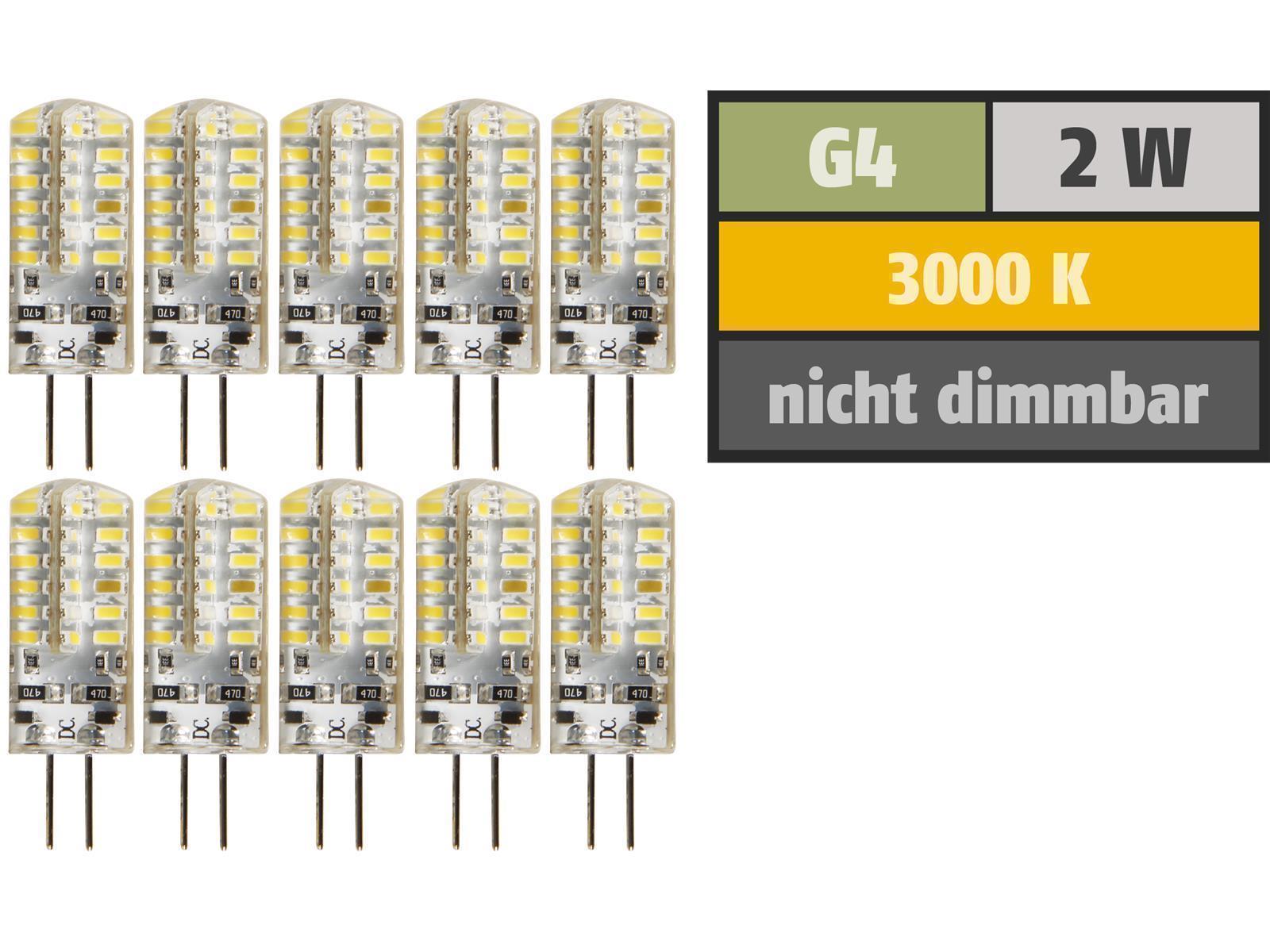 LED-Stiftsockellampe McShine ''Silicia'', G4, 2W, 160lm, warmweiß, 10er-Pack