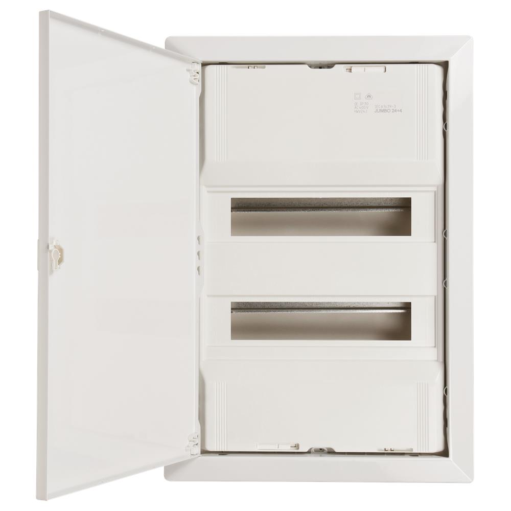 Hohlwand/Unterputz Kleinverteiler, 2-reihig, 24+4 Module, Steckklemme