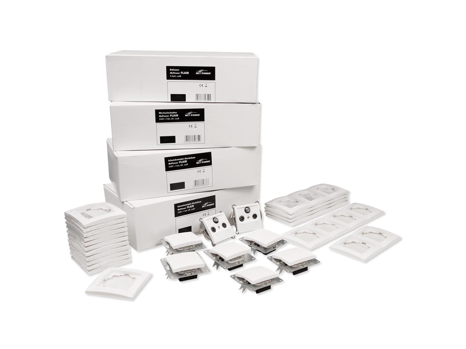 Schalter und Steckdosen Set McPower Flair ''Einfamilienhaus'', 95-teilig, weiß