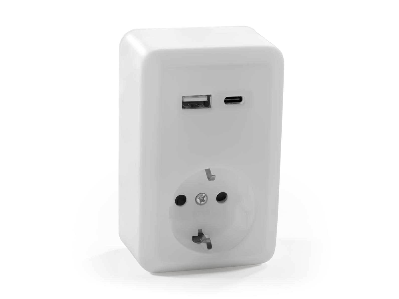 Schutzkontakt-Steckdose McPower ''Finery'', 250V/16A, 1x USB-C mit PD + 1x USB-A