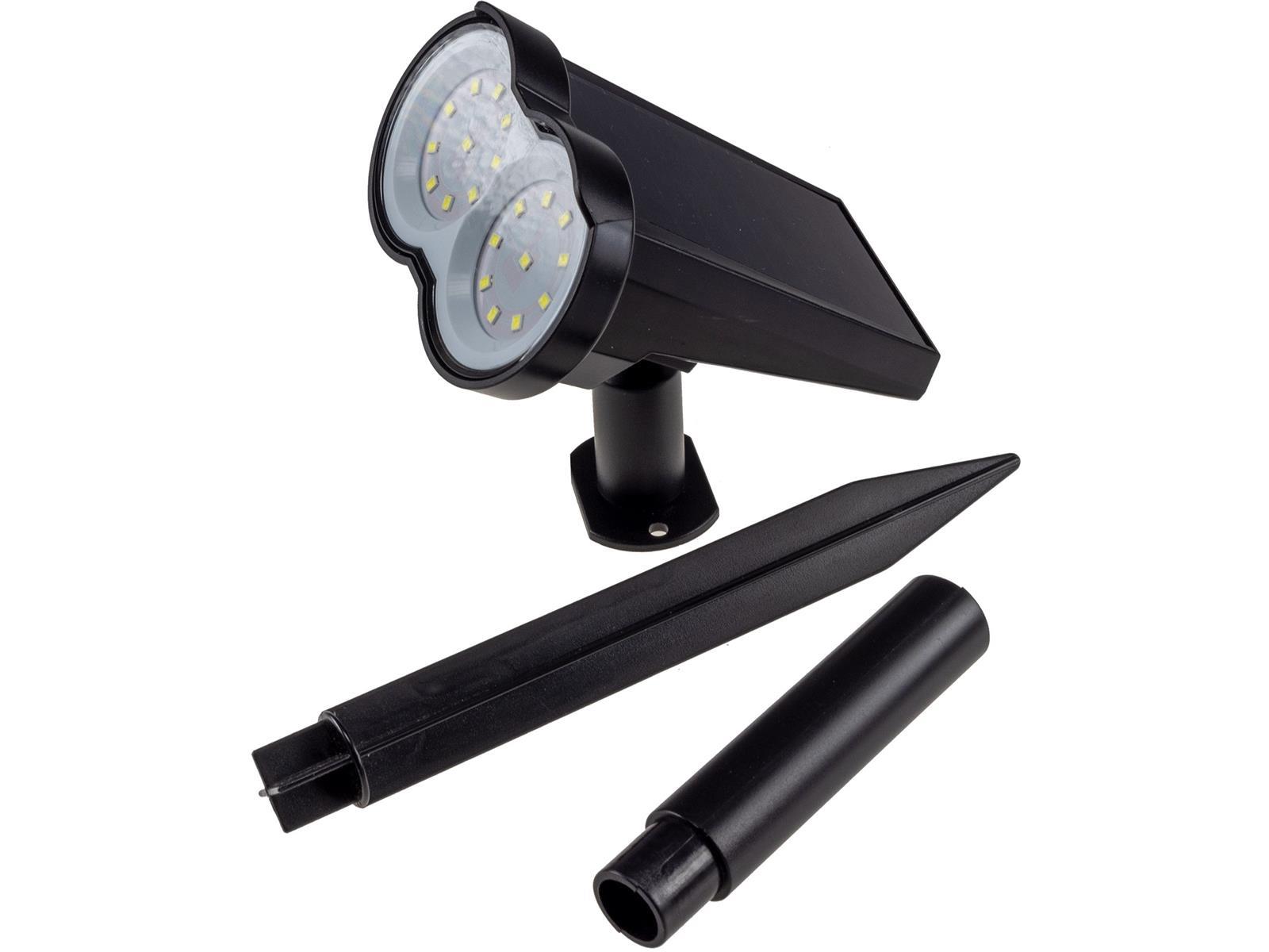 Gartenstrahler Solar mit Erdspieß, 80lm Dämmerungssensor, IP65