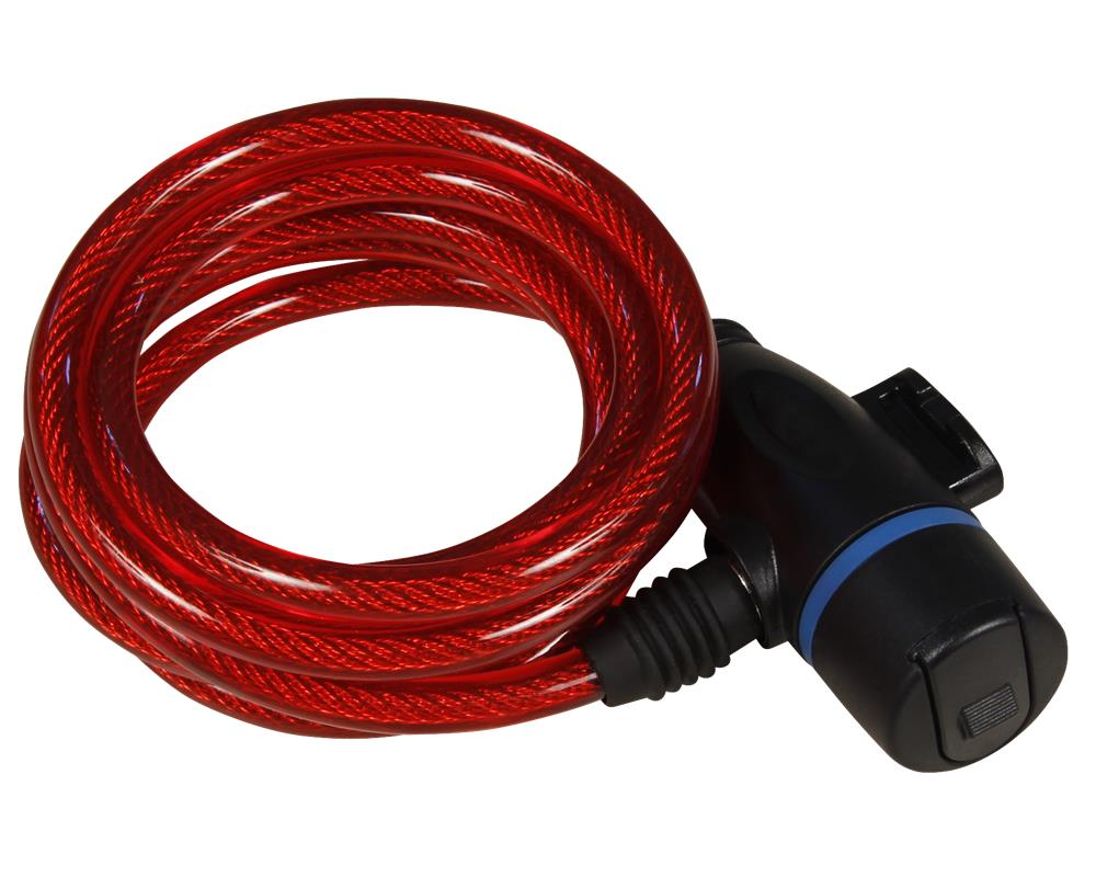 Fahrrad-Spiralkabelschloss, 8mm-Ø, 185cm lang, verschiedene Farben