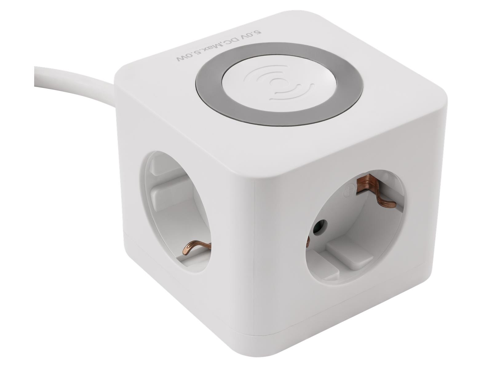 Tischsteckdose McPower ''BW-03'' 3x Steckdose, 2xUSB-A, 1xUSB-C, QI aufladen