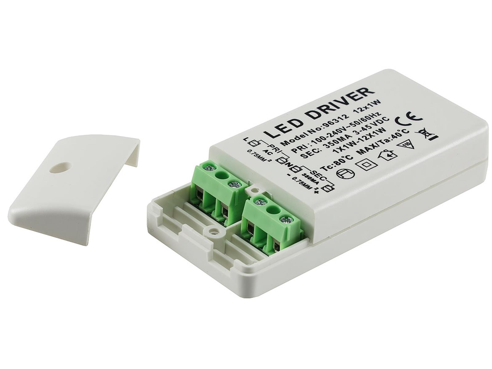 LED-Trafo KS-12E 12W, 3-45V=Ein 220-240V, Aus 350mA Konstantstrom