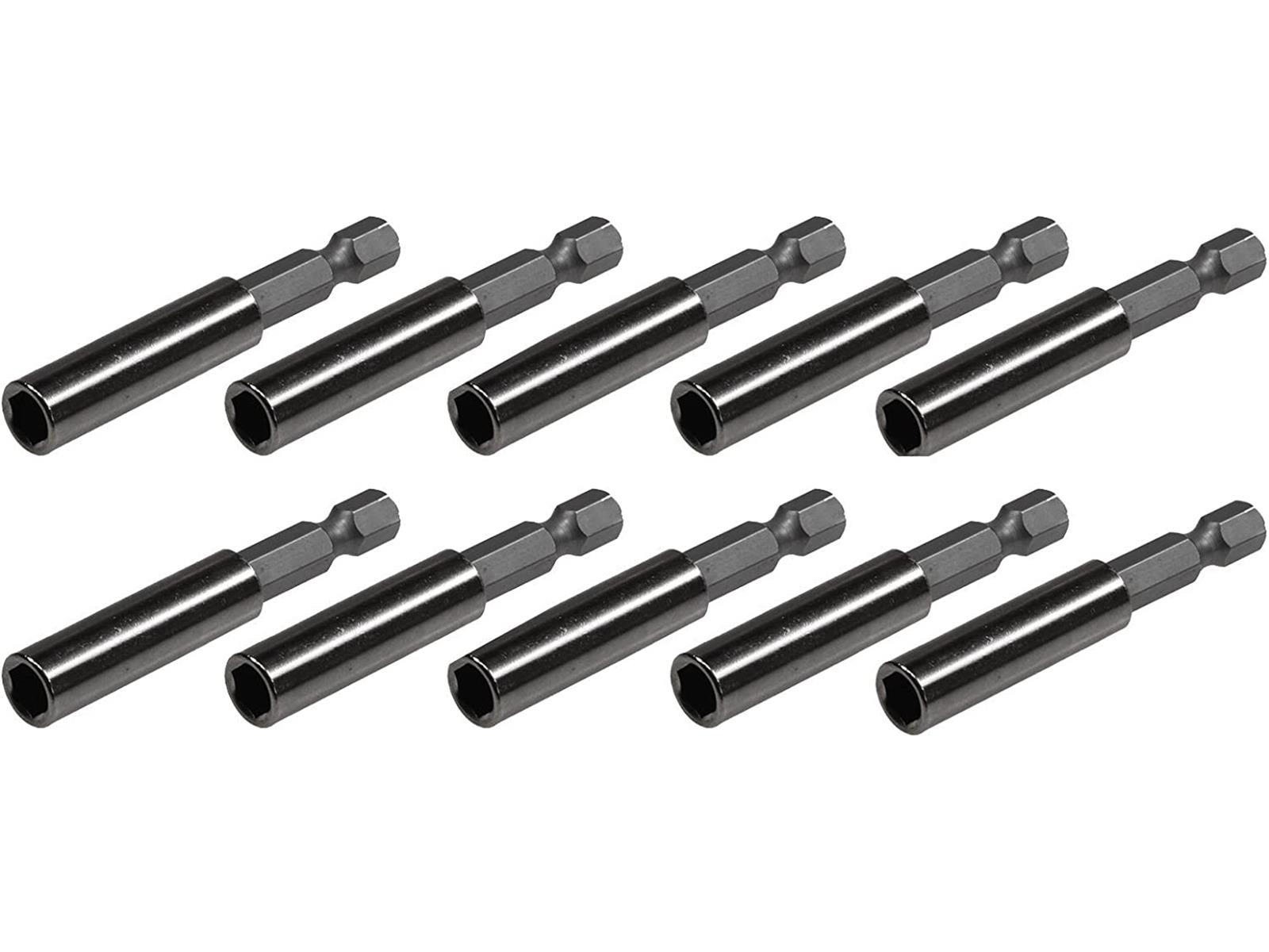 Universal Bithalter 60mm mit Magnet I Bitaufnahme Adapter für 1/4" Bits/Sechskant Stark Magnetisch 10 Stück