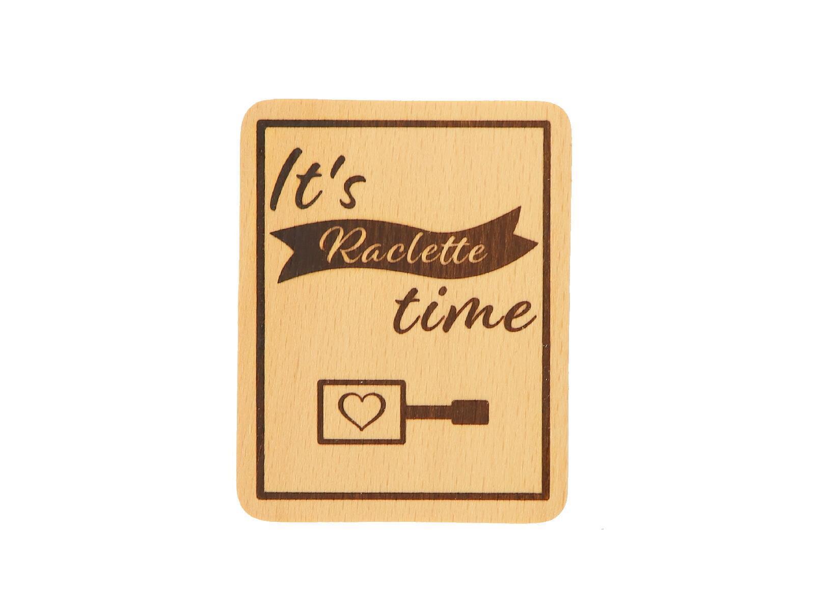 Untersetzer, rechteckig mit Motiv It's Raclette time" aus Holz 10 cm"