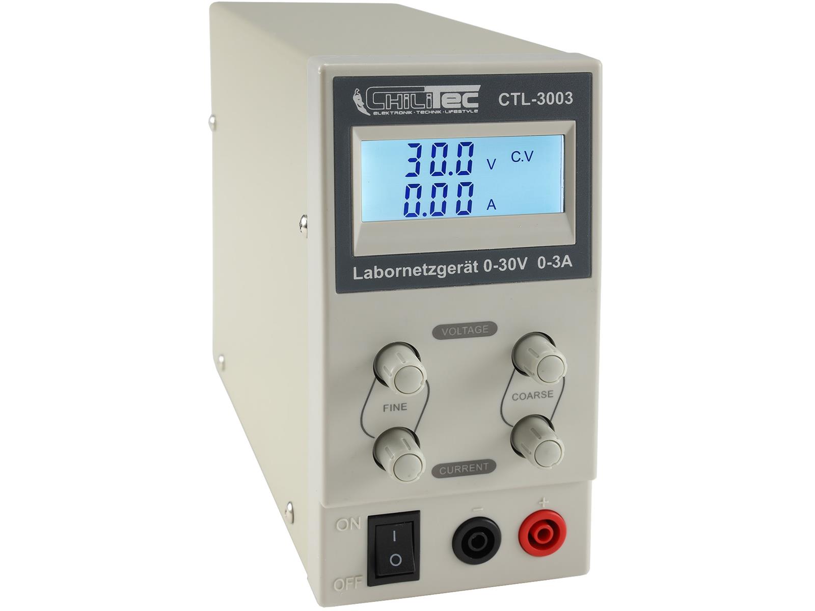 Regelbares Labornetzgerät "CTL-3003"beleuchtete LCD Anzeige, 0-30V, 0-3A
