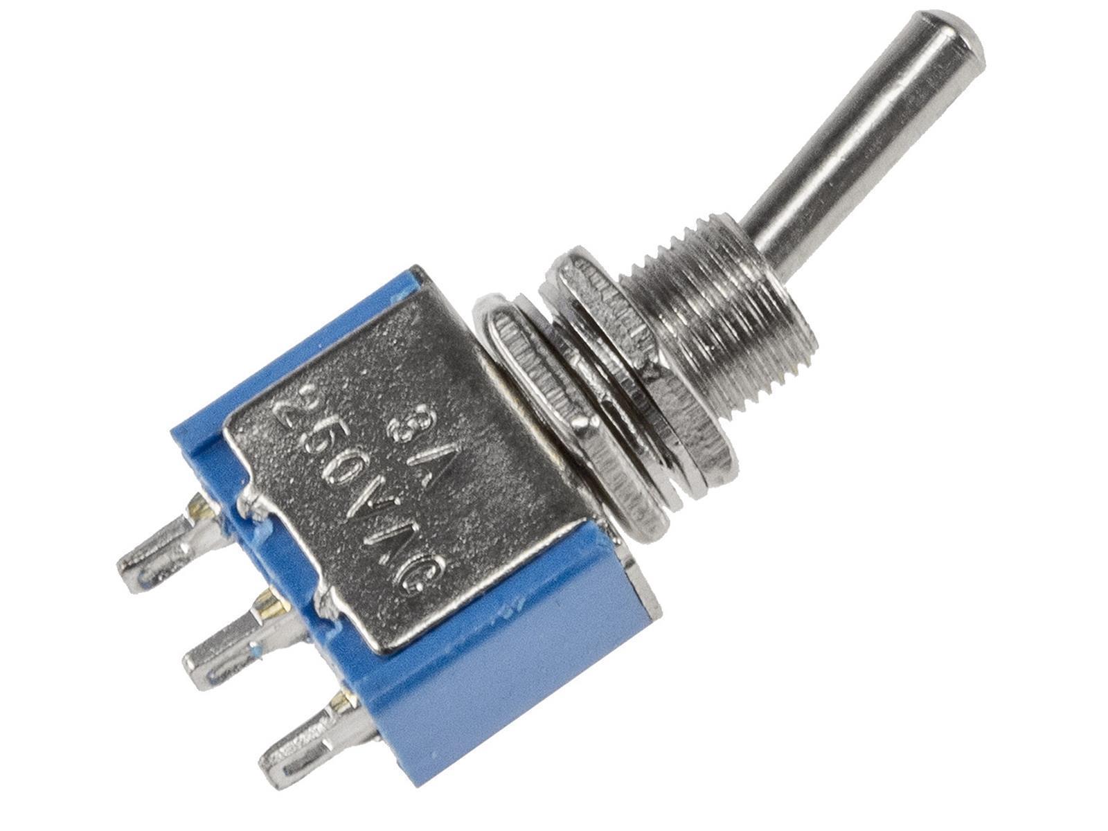 Miniatur Kippschalter 1x EIN/EIN12V/3A, Lötösen, 3-Pin, Gewinde Ø 6mm