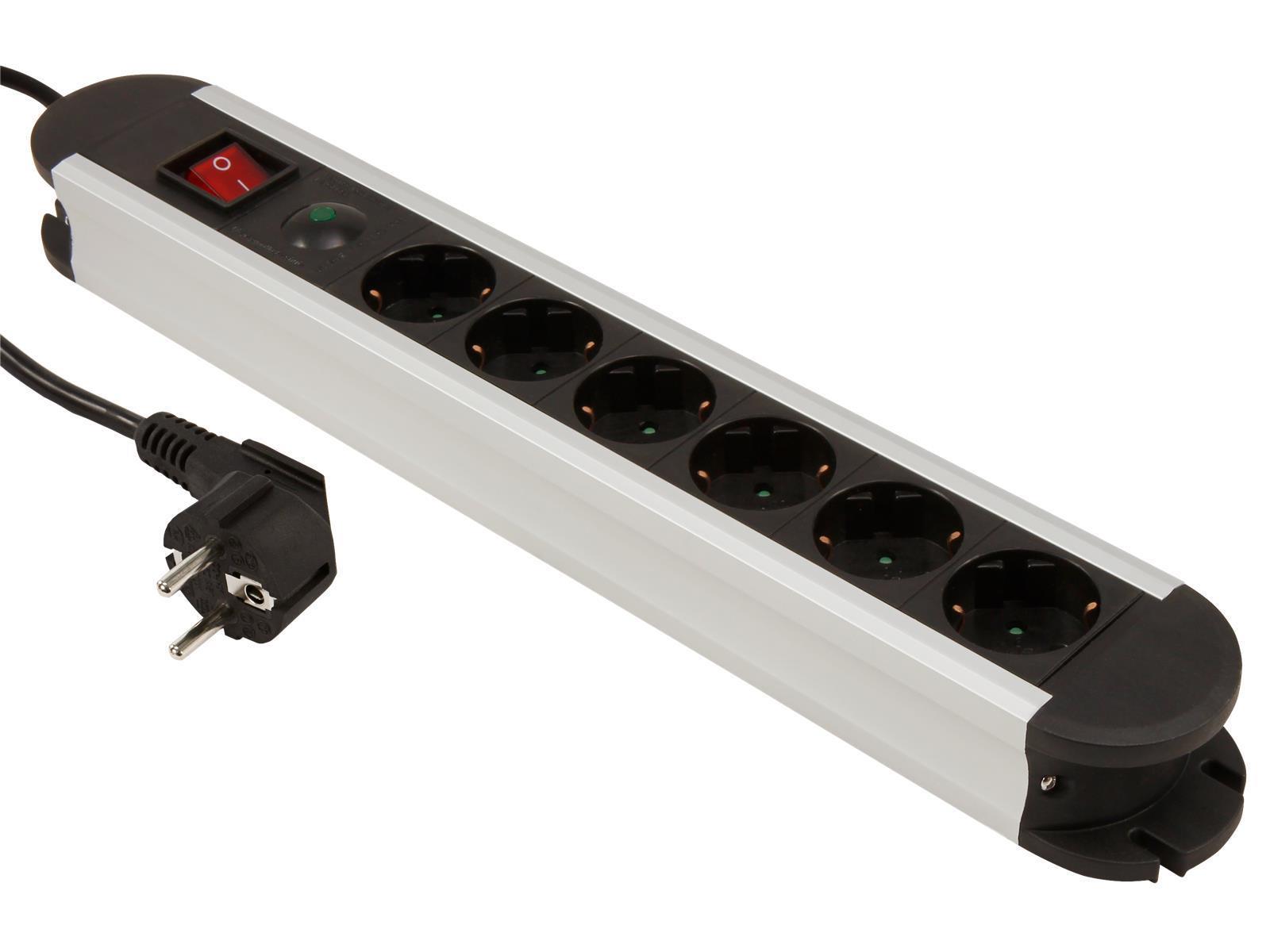 Steckdosenleiste McPower ''SL-06'' 6-fach, Überspannungsschutz, 1,4m Zuleitung