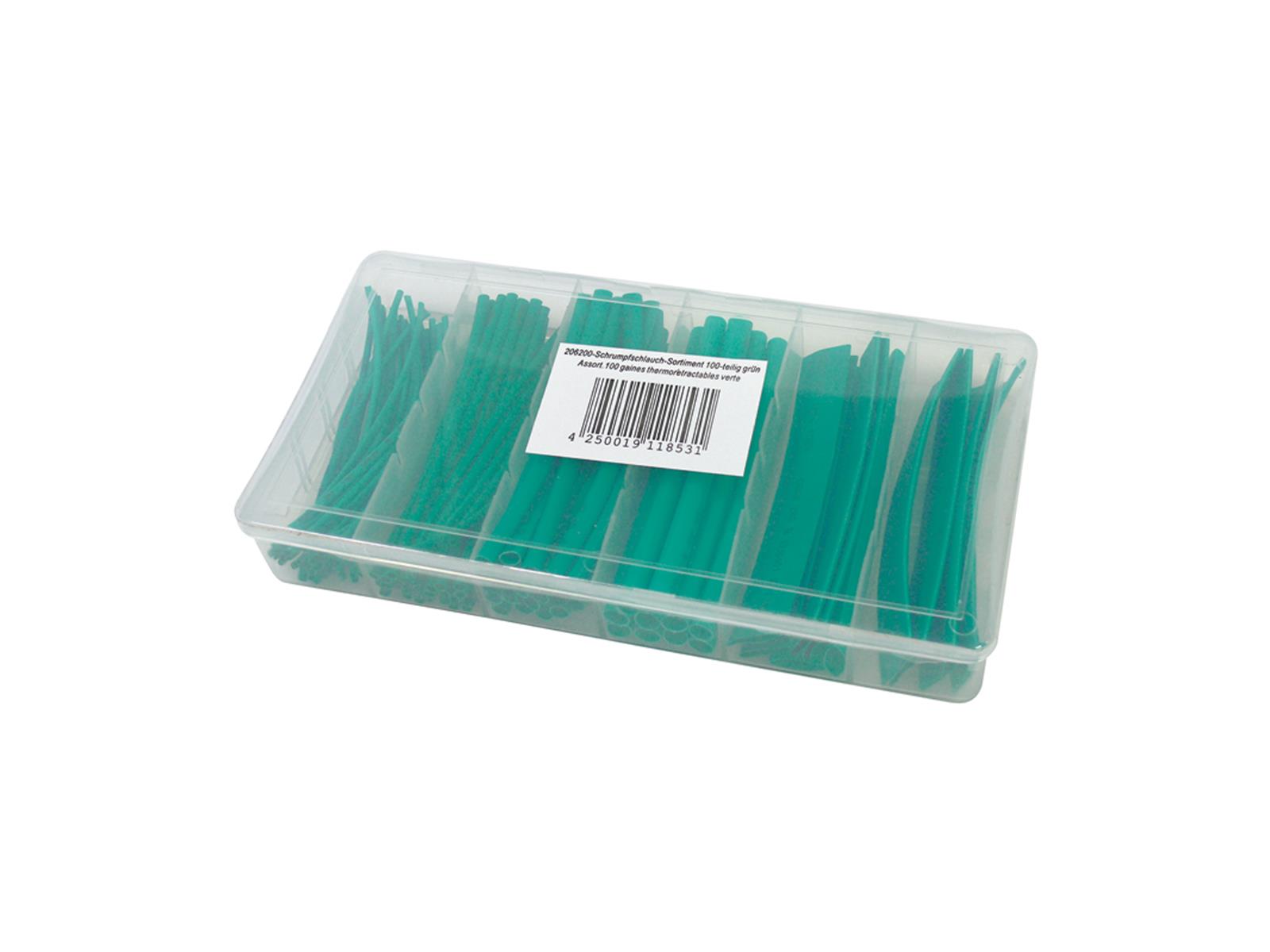 Schrumpfschlauch-Sortiment 100-teilig grün, Box