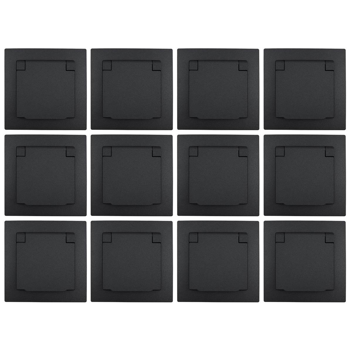 Schutzkontakt-Steckdose McPower ''Flair'', 250V~/16A, IP44, anthrazit, 12er-Pack