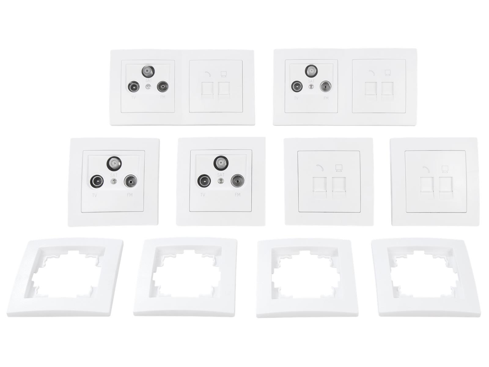 Schalter und Steckdosen Set McPower Flair ''Multimedia'', 18-teilig, weiß