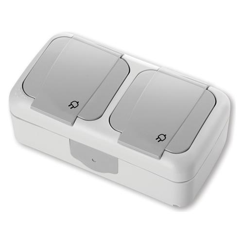 VIKO 90555588 2-fach Steckdose Feuchtraum Aufputz Grau IP54