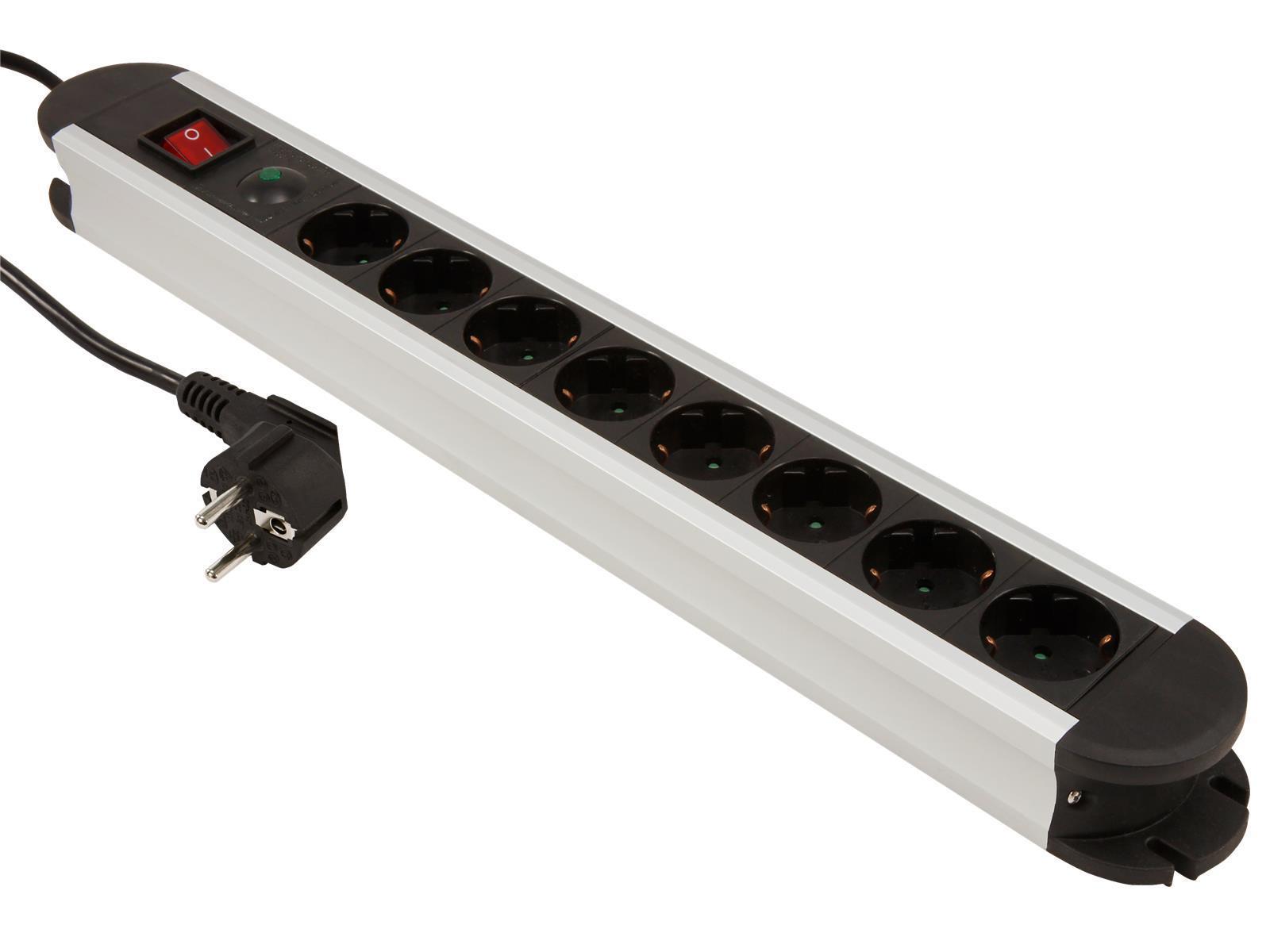 Steckdosenleiste McPower ''SL-08'' 8-fach, Überspannungsschutz, 1,4m Zuleitung