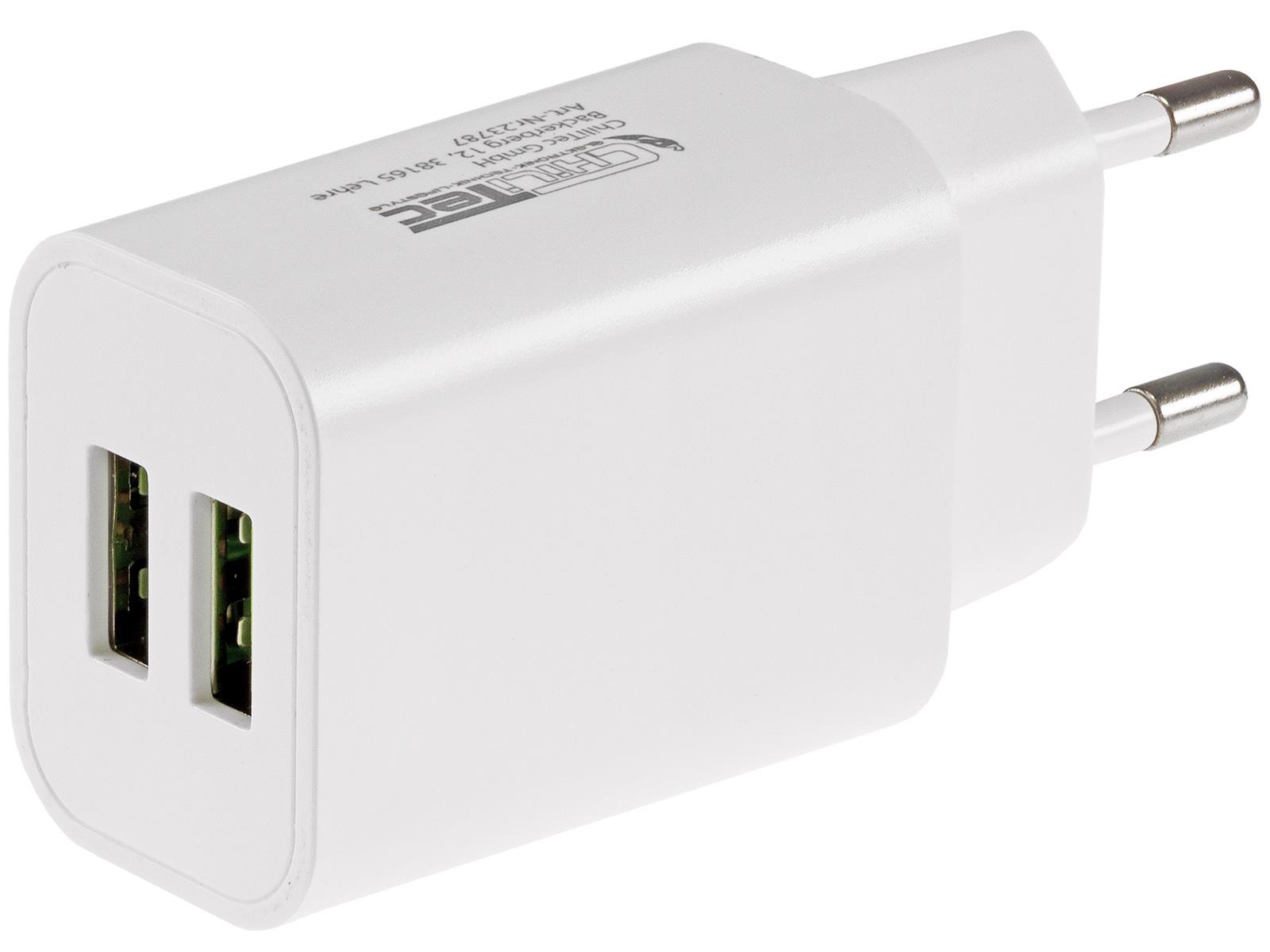 Stecker-Netzteil mit USB "CTN-0520 Duo" Aus 5V=, 2x1/1x2A, 10W