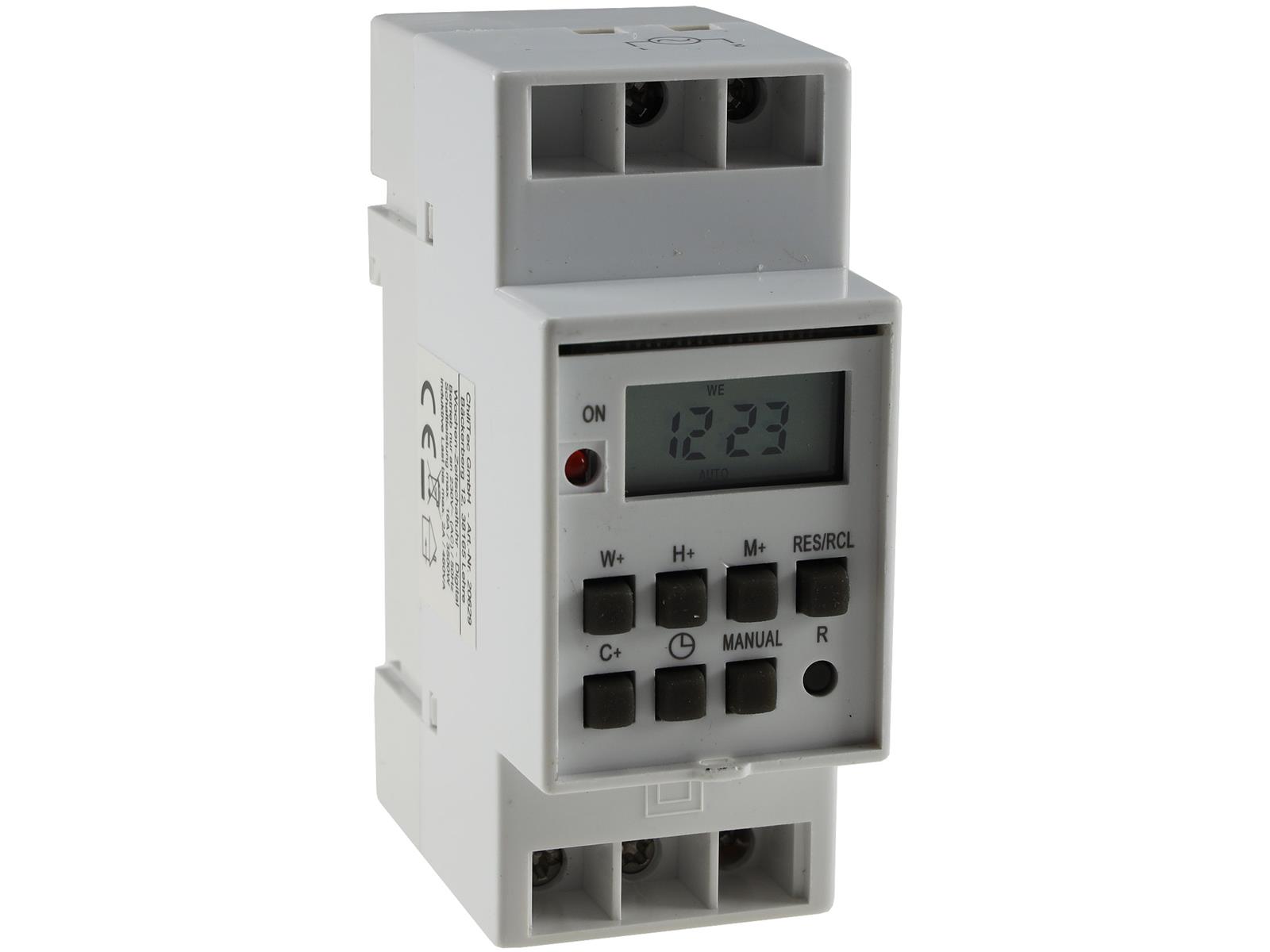 digitale Wochen-Zeitschaltuhr fürSchalttafel-Einbau, 230V, max. 3500W
